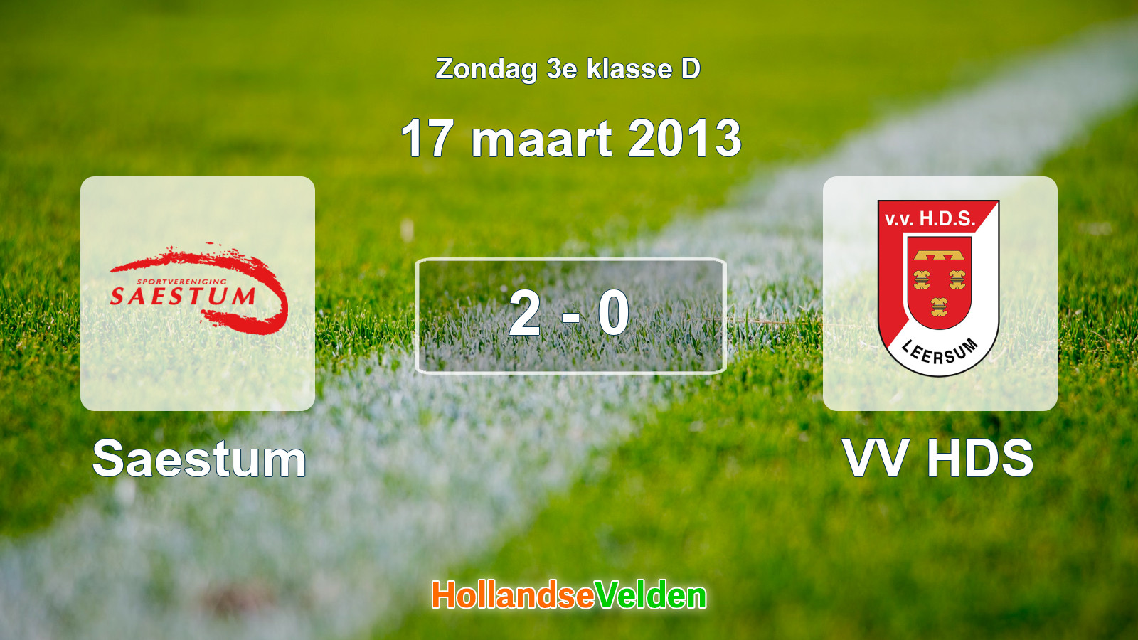 Gespeelde wedstrijd: Saestum - VV HDS 2 - 0 (17 maart 2013)