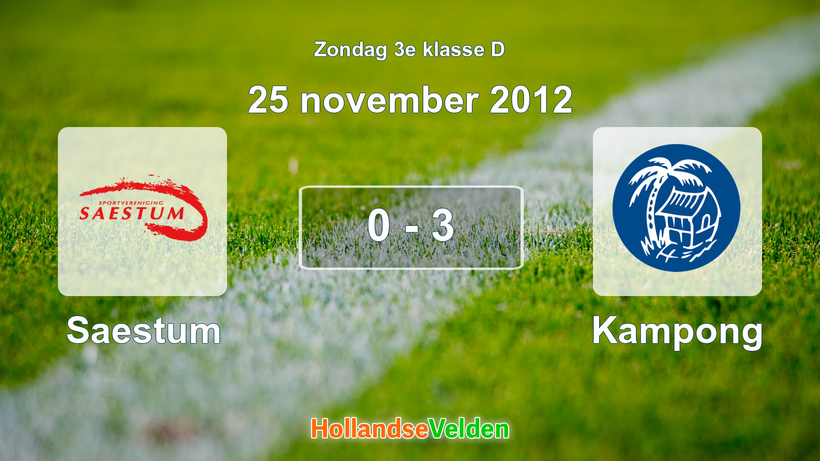 Gespeelde wedstrijd: Saestum - Kampong 0 - 3 (25 november 2012)