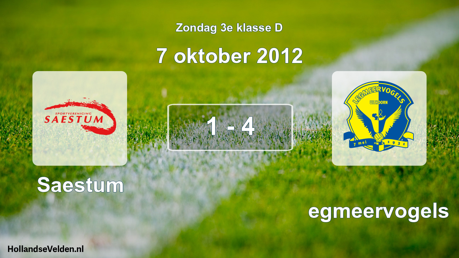Gespeelde wedstrijd: Saestum - Legmeervogels 1 - 4 (7 oktober 2012)
