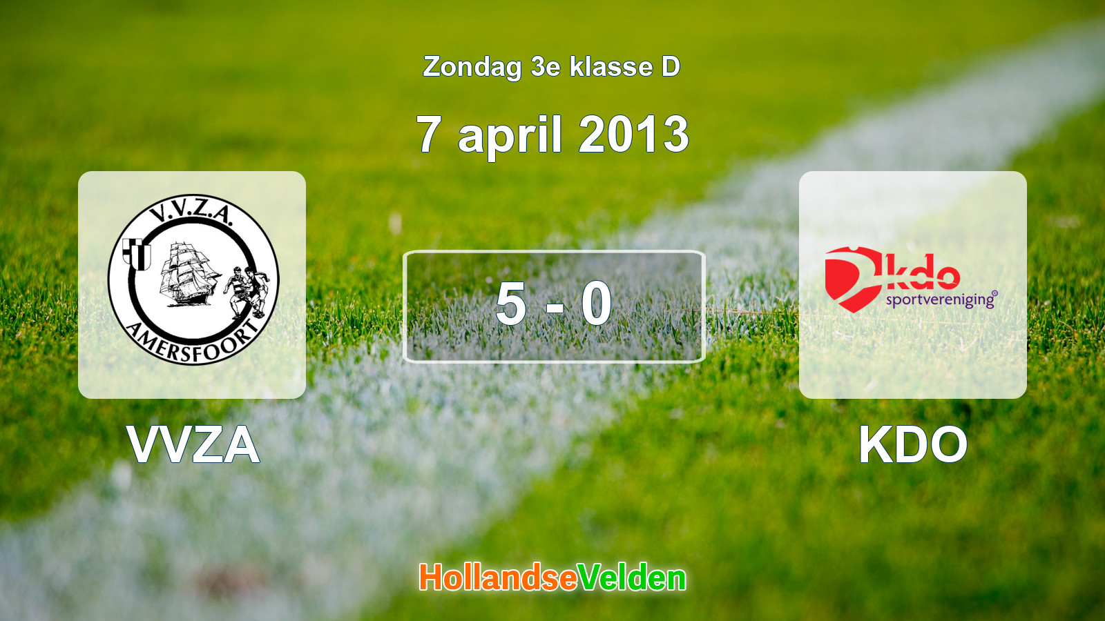 Gespeelde wedstrijd: VVZA - KDO 5 - 0 (7 april 2013)