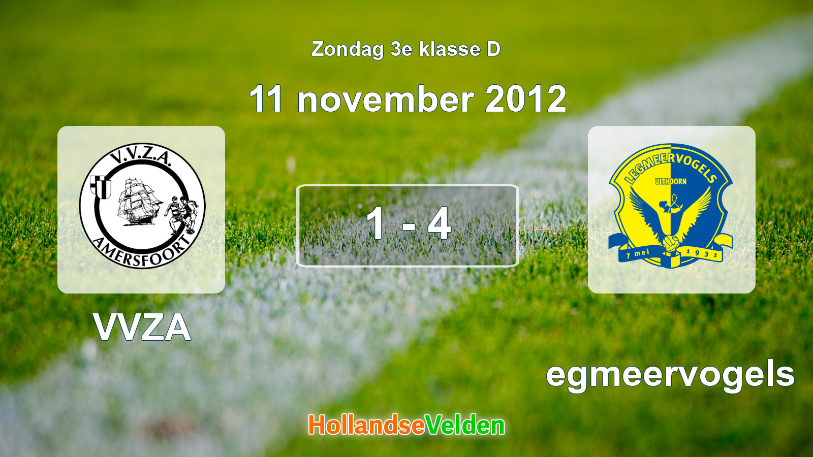 Gespeelde wedstrijd: VVZA - Legmeervogels 1 - 4 (11 november 2012)