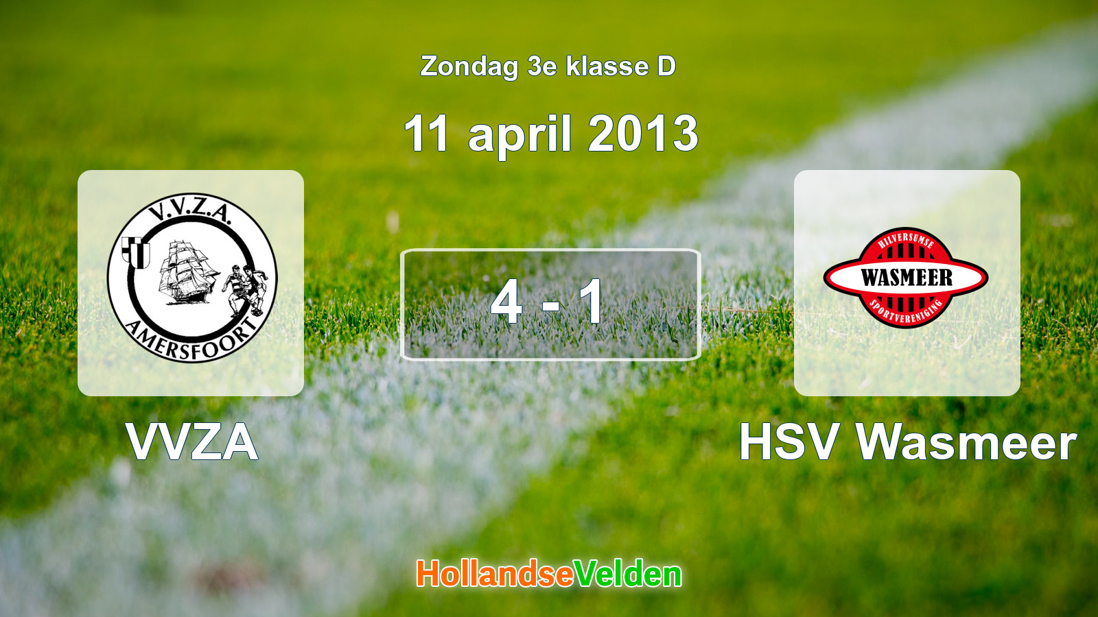 Gespeelde wedstrijd: VVZA - HSV Wasmeer 4 - 1 (11 april 2013)