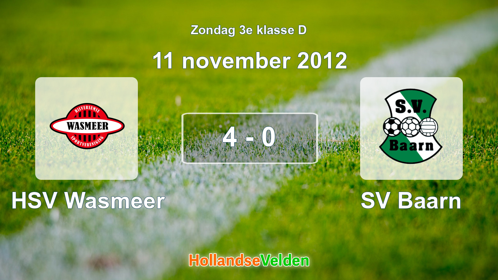 Gespeelde wedstrijd: HSV Wasmeer - SV Baarn 4 - 0 (11 november 2012)