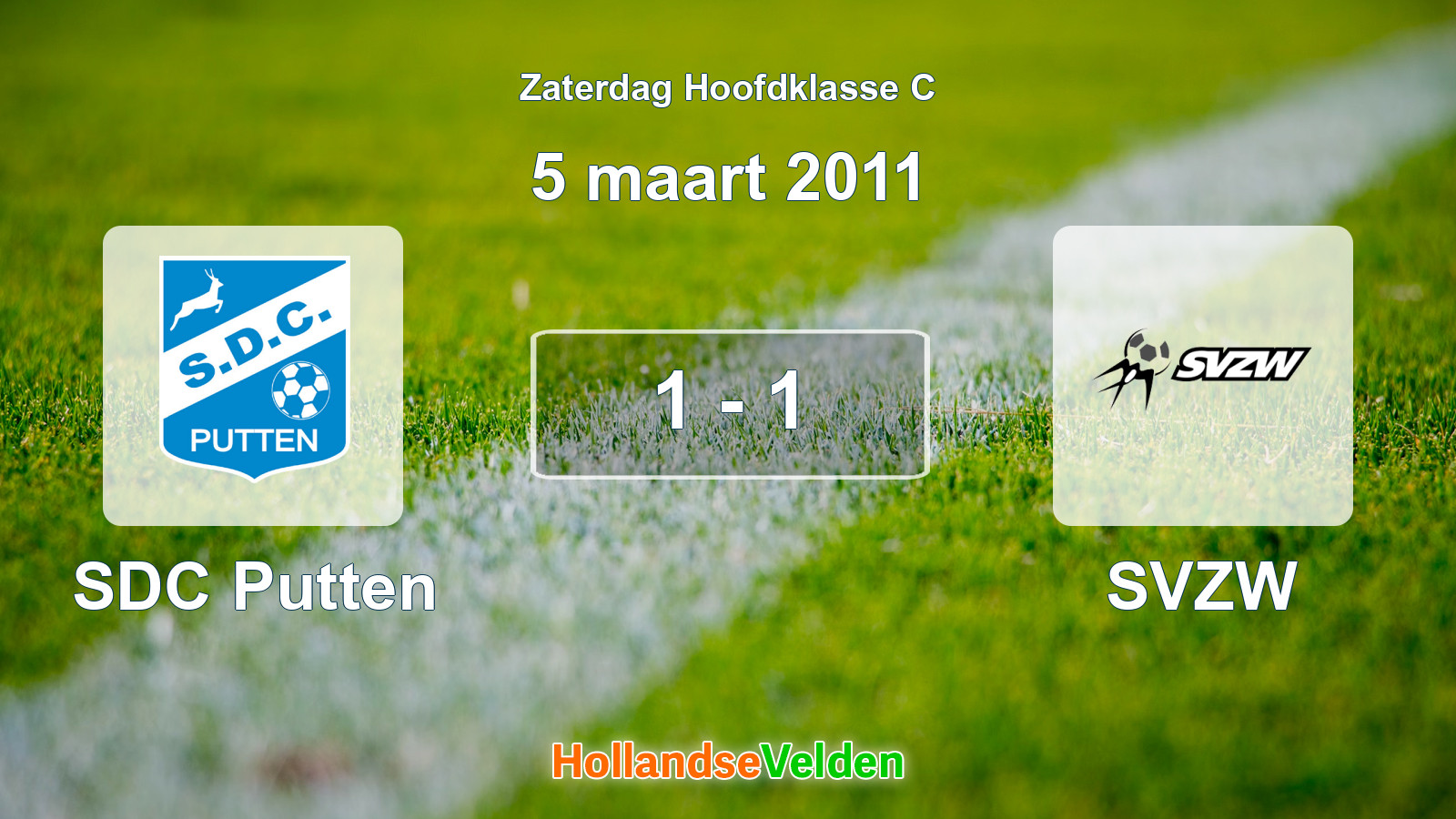 Gespeelde wedstrijd: SDC Putten - SVZW 1 - 1 (5 maart 2011)