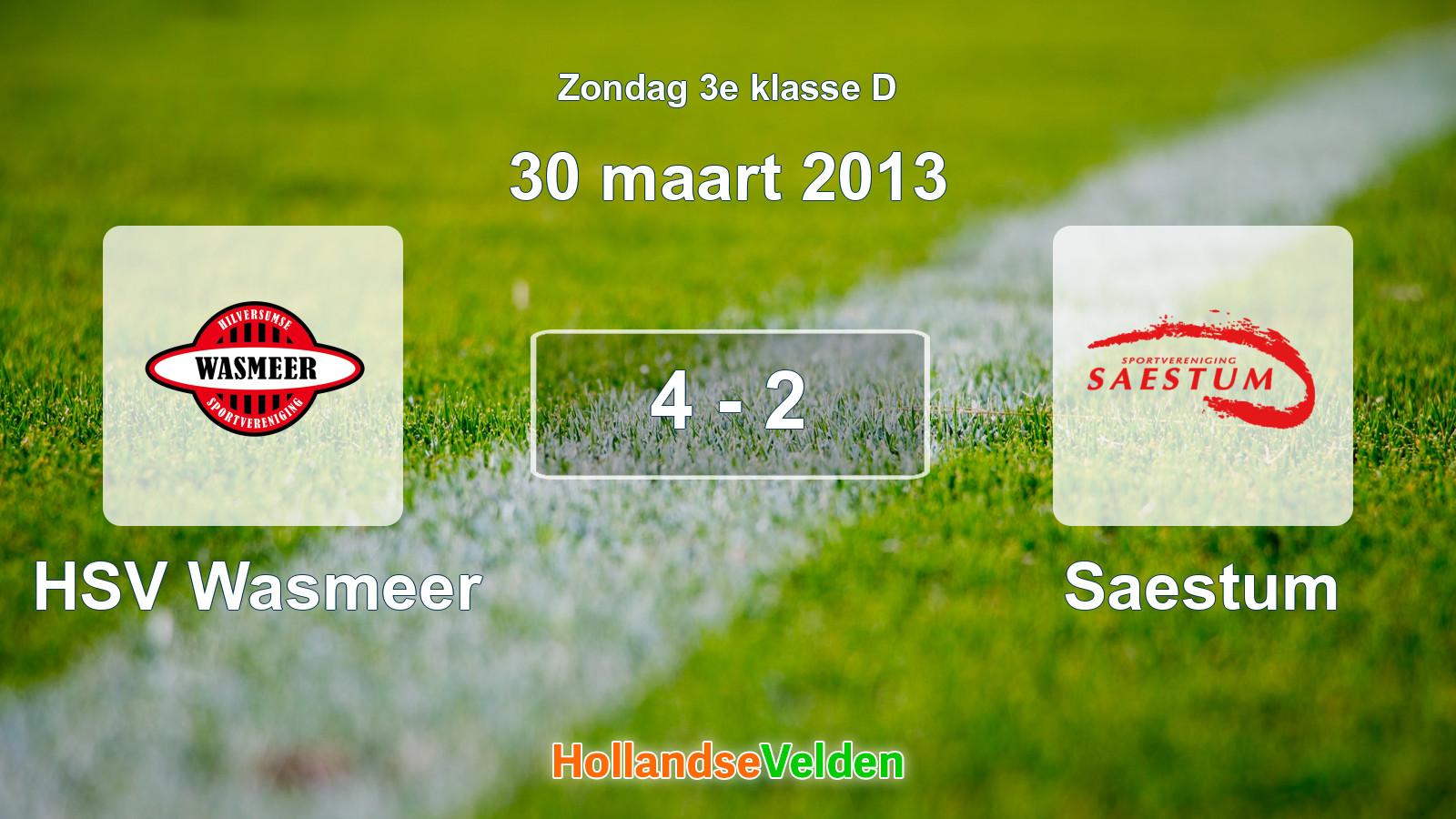 Gespeelde wedstrijd: HSV Wasmeer - Saestum 4 - 2 (30 maart 2013)