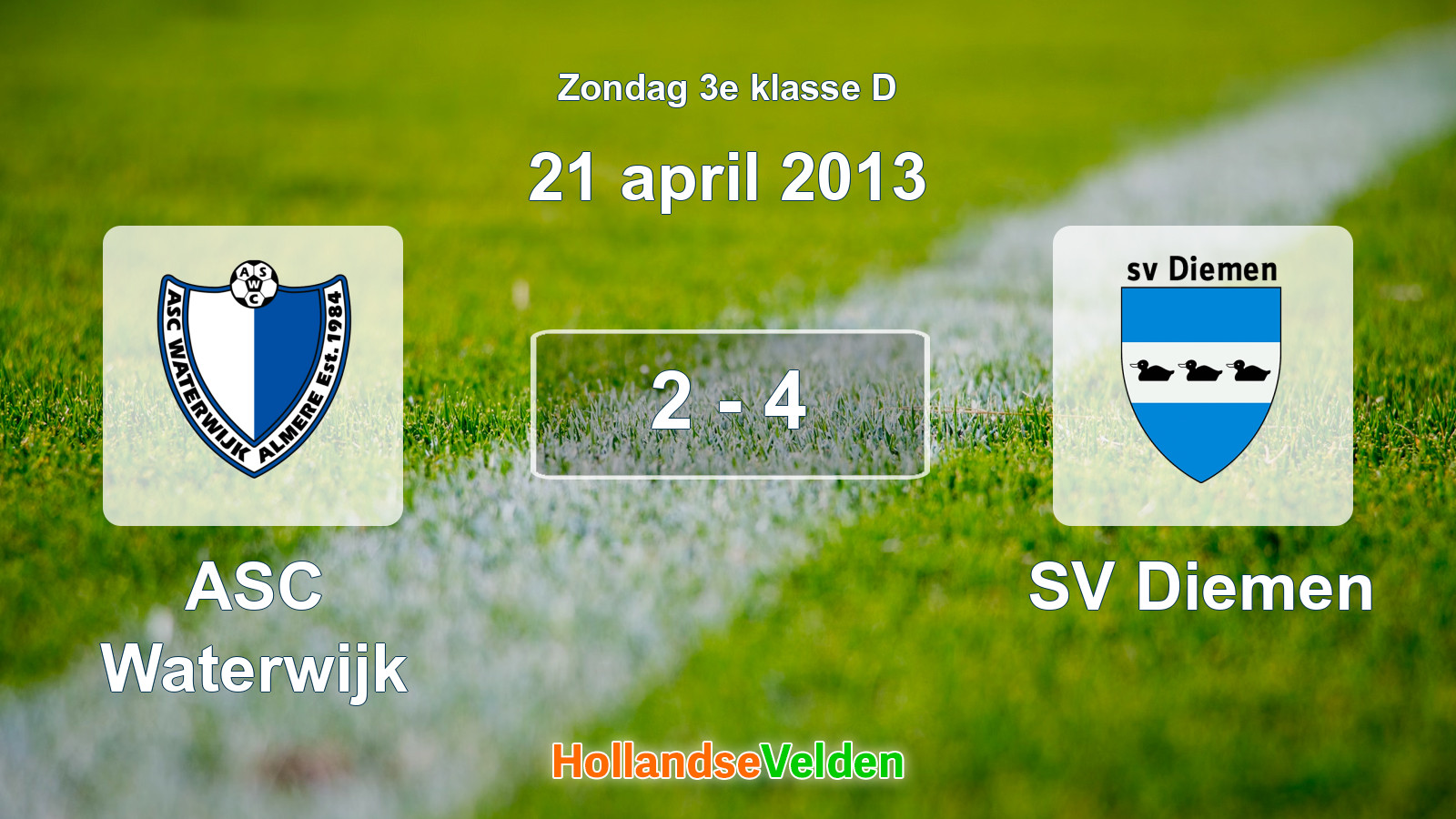 Gespeelde wedstrijd: ASC Waterwijk - SV Diemen 2 - 4 (21 april 2013)