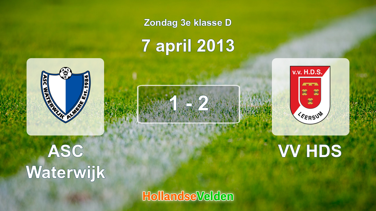 Gespeelde wedstrijd: ASC Waterwijk - VV HDS 1 - 2 (7 april 2013)