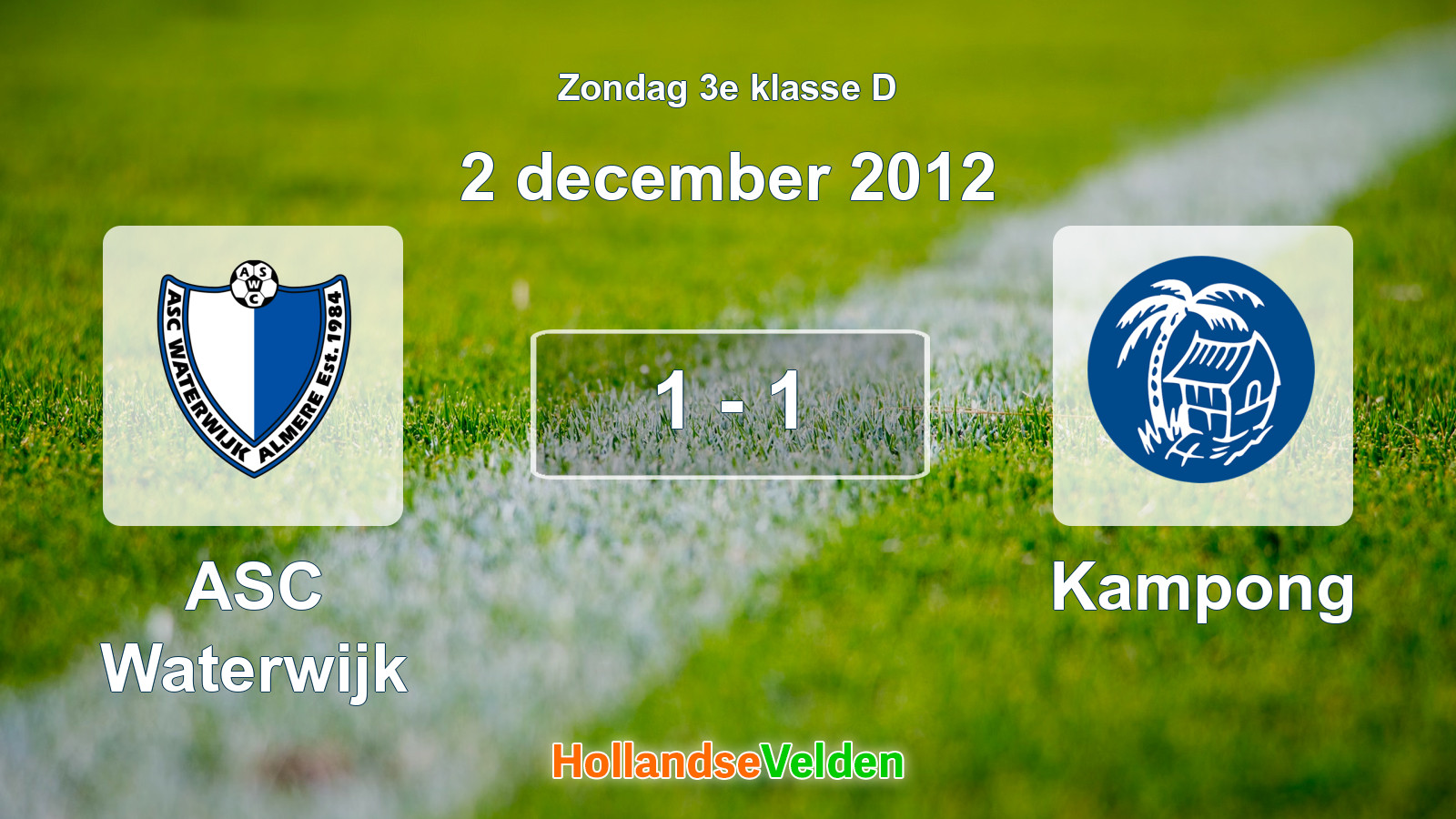 Gespeelde wedstrijd: ASC Waterwijk - Kampong 1 - 1 (2 december 2012)