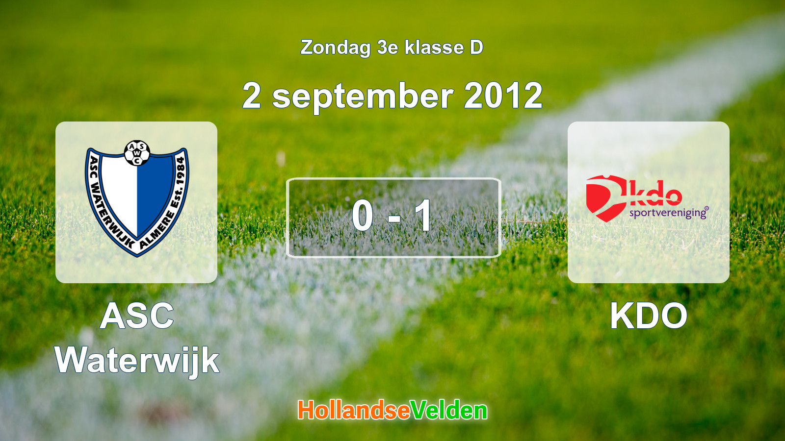 Gespeelde wedstrijd: ASC Waterwijk - KDO 0 - 1 (2 september 2012)