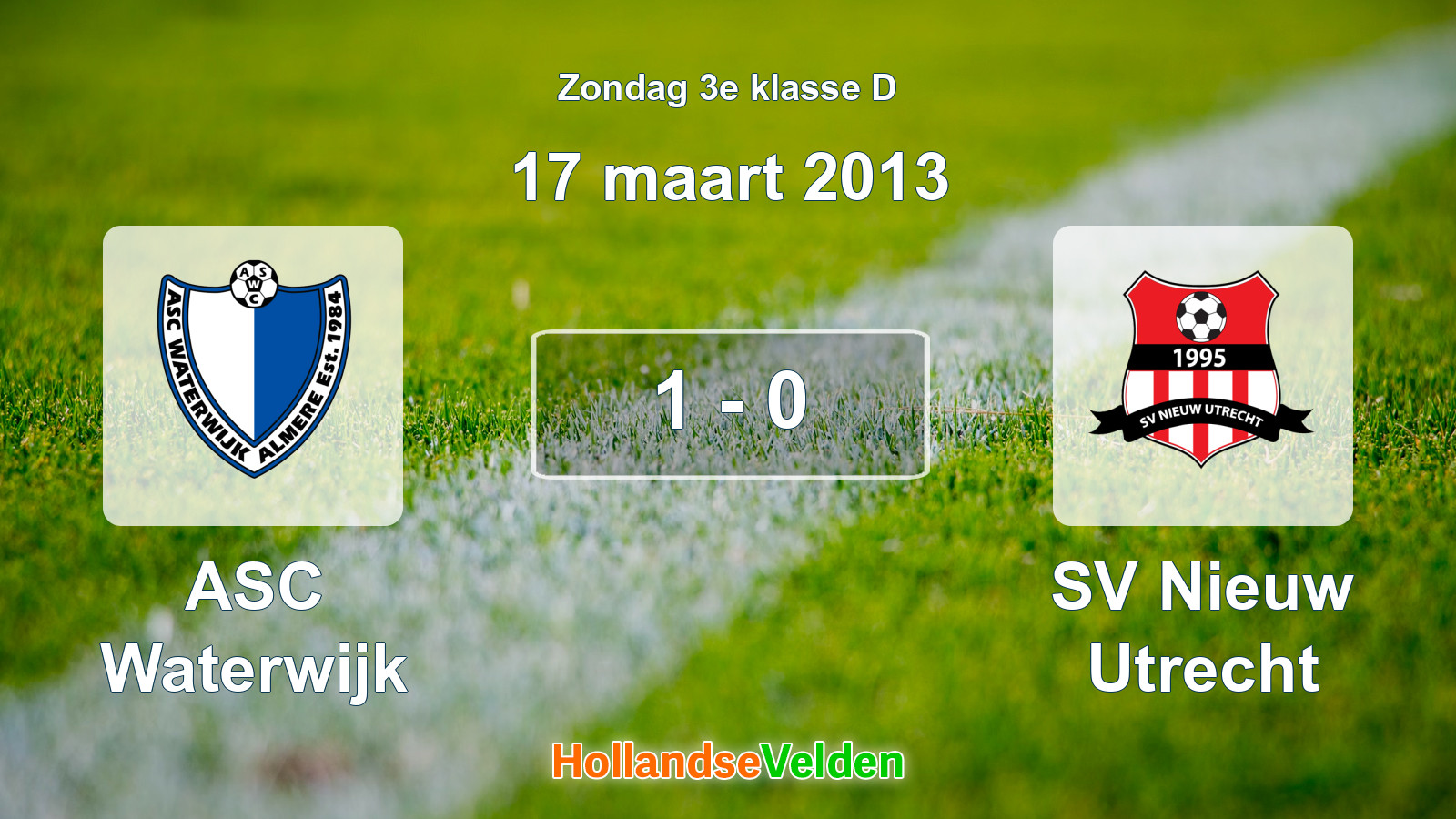 Gespeelde wedstrijd: ASC Waterwijk - SV Nieuw Utrecht 1 - 0 (17 maart 2013)