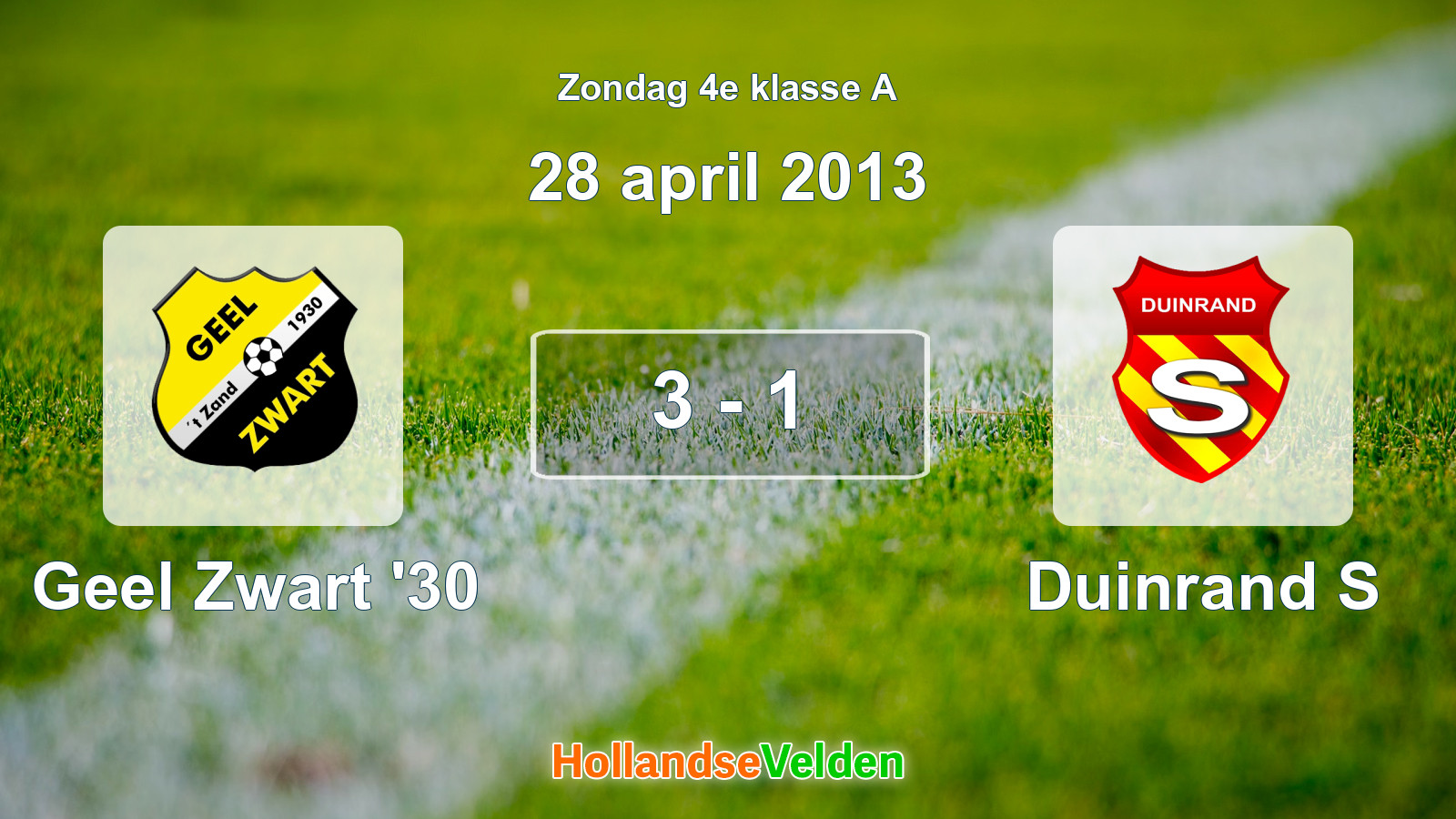 Gespeelde wedstrijd: Geel Zwart '30 - Duinrand S 3 - 1 (28 april 2013)