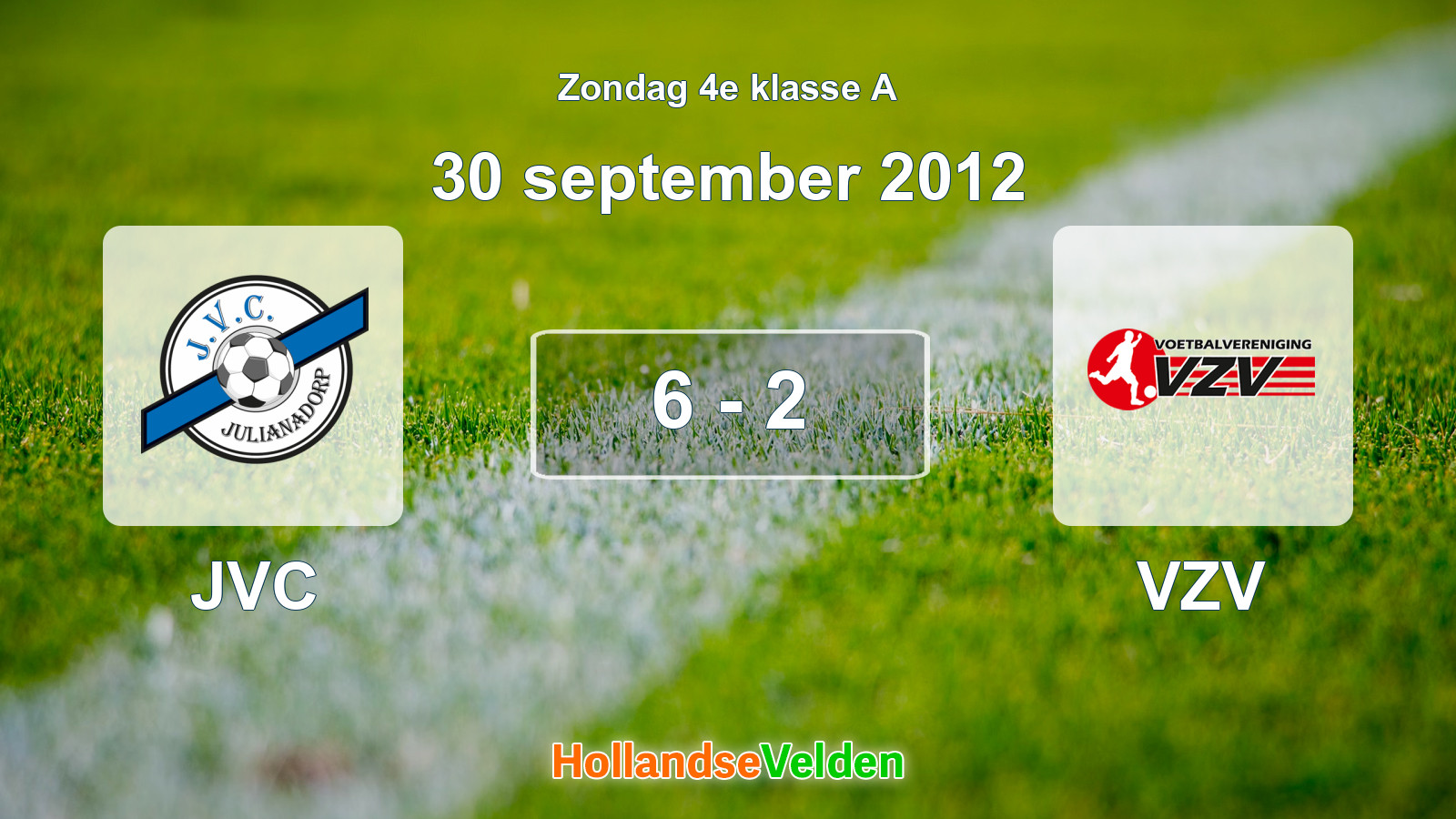 Gespeelde wedstrijd: JVC - VZV 6 - 2 (30 september 2012)