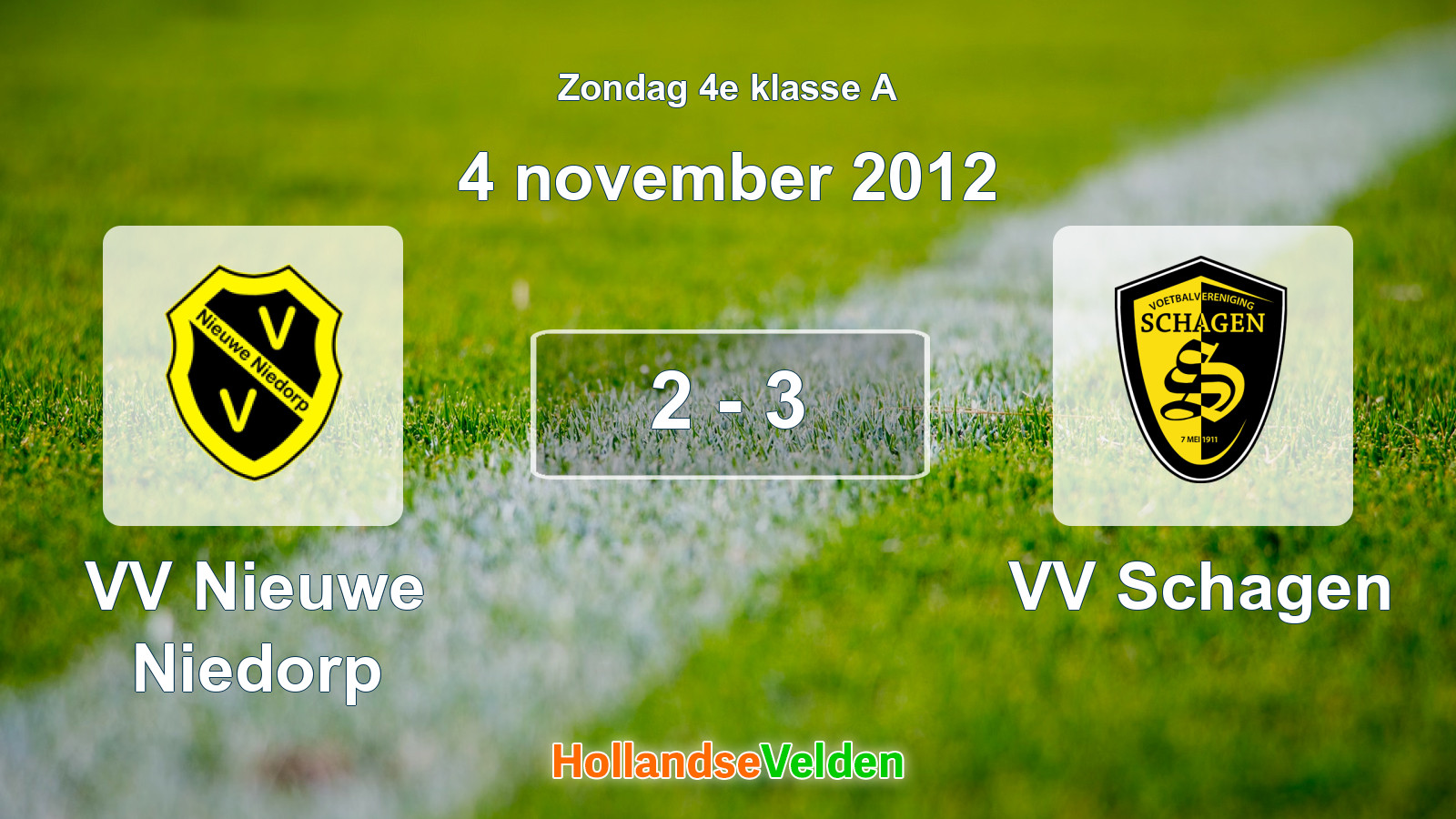 Gespeelde wedstrijd: VV Nieuwe Niedorp - VV Schagen 2 - 3 (4 november 2012)