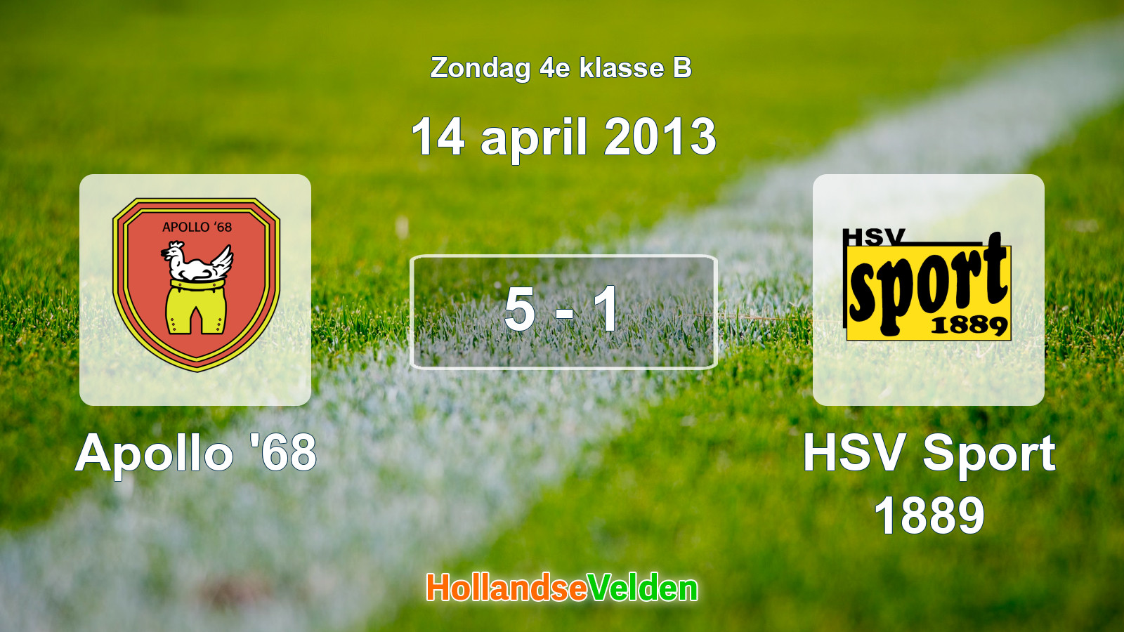 Gespeelde wedstrijd: Apollo '68 - HSV Sport 1889 5 - 1 (14 april 2013)