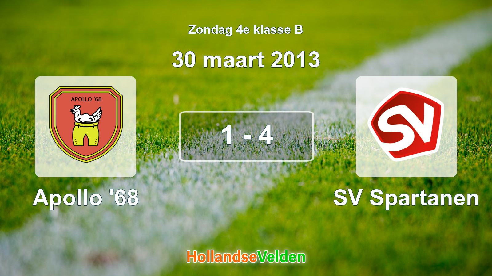 Gespeelde wedstrijd: Apollo '68 - SV Spartanen 1 - 4 (30 maart 2013)