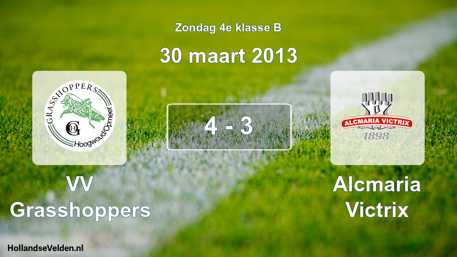Gespeelde wedstrijd: VV Grasshoppers - Alcmaria Victrix 4 - 3 (30 maart 2013)
