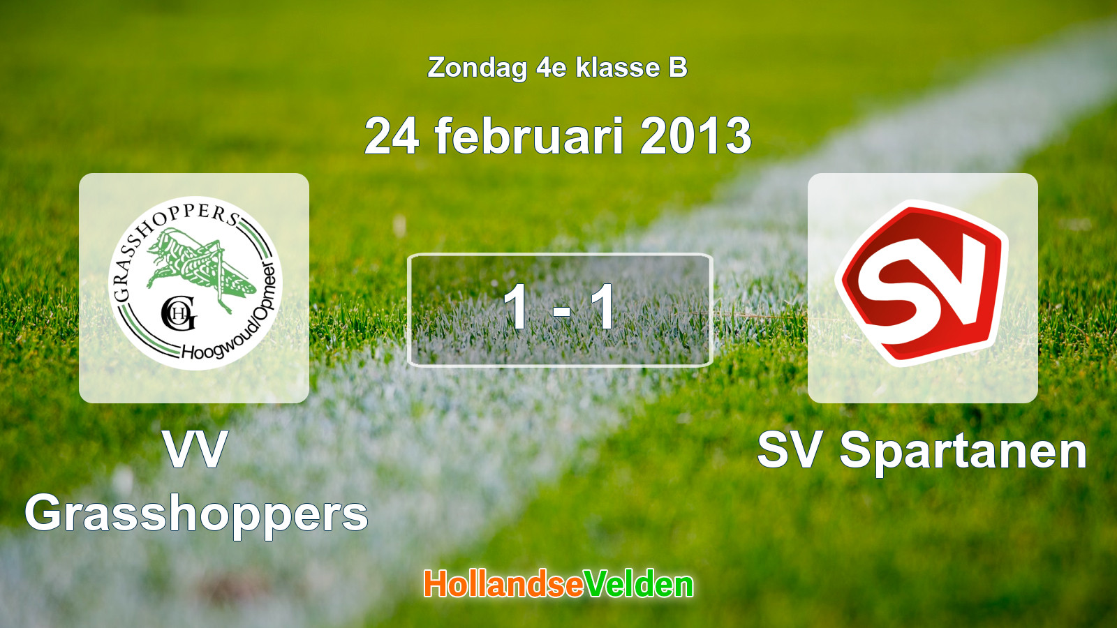 Gespeelde wedstrijd: VV Grasshoppers - SV Spartanen 1 - 1 (24 februari 2013)
