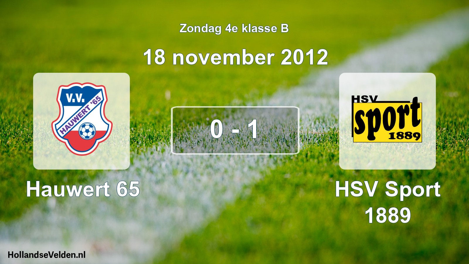 Gespeelde wedstrijd: Hauwert 65 - HSV Sport 1889 0 - 1 (18 november 2012)