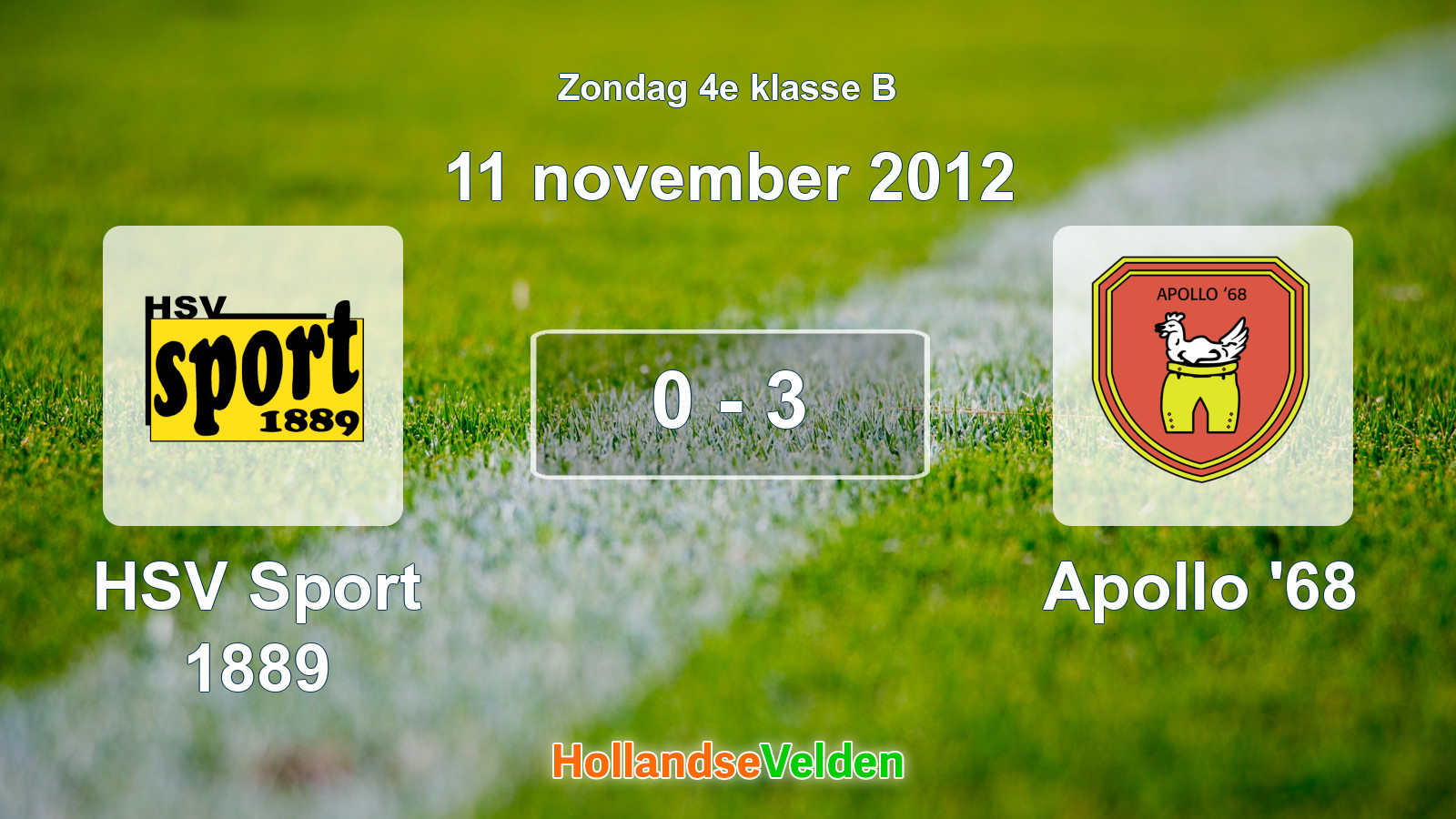 Gespeelde wedstrijd: HSV Sport 1889 - Apollo '68 0 - 3 (11 november 2012)