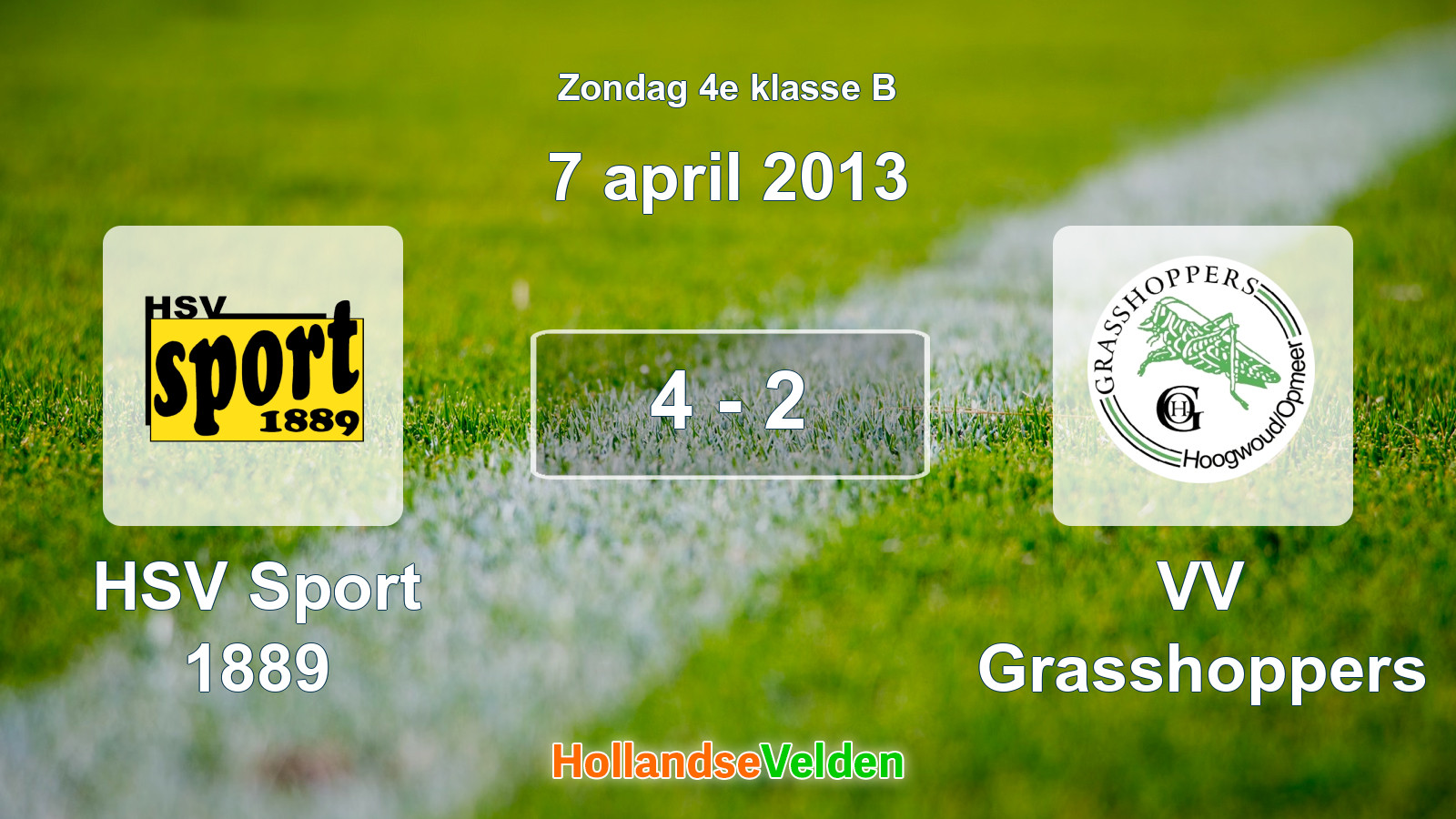 Gespeelde wedstrijd: HSV Sport 1889 - VV Grasshoppers 4 - 2 (7 april 2013)