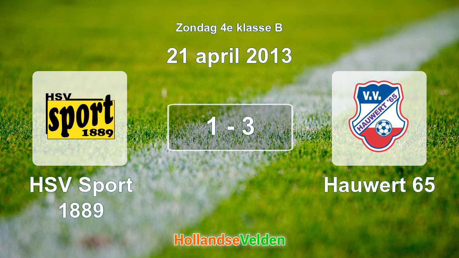 Gespeelde wedstrijd: HSV Sport 1889 - Hauwert 65 1 - 3 (21 april 2013)