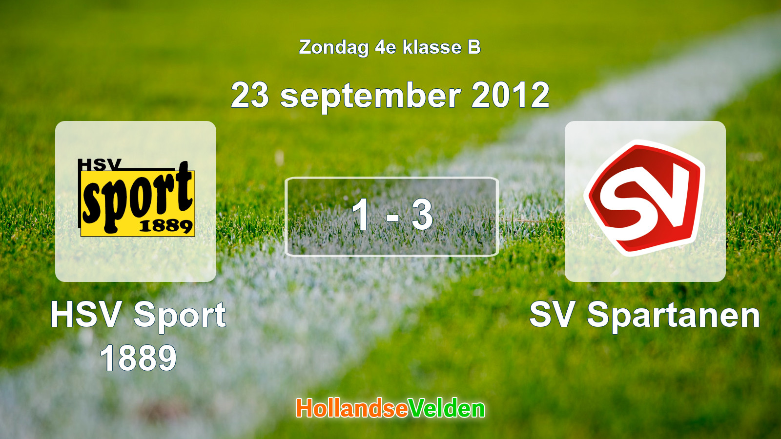 Gespeelde wedstrijd: HSV Sport 1889 - SV Spartanen 1 - 3 (23 september 2012)