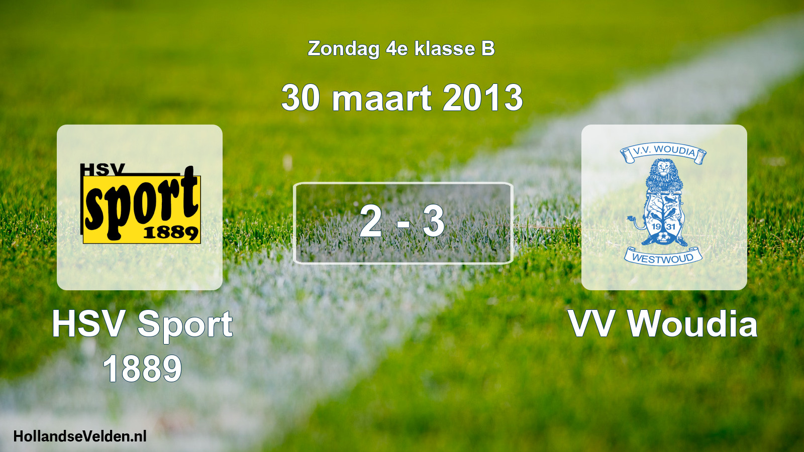 Gespeelde wedstrijd: HSV Sport 1889 - VV Woudia 2 - 3 (30 maart 2013)