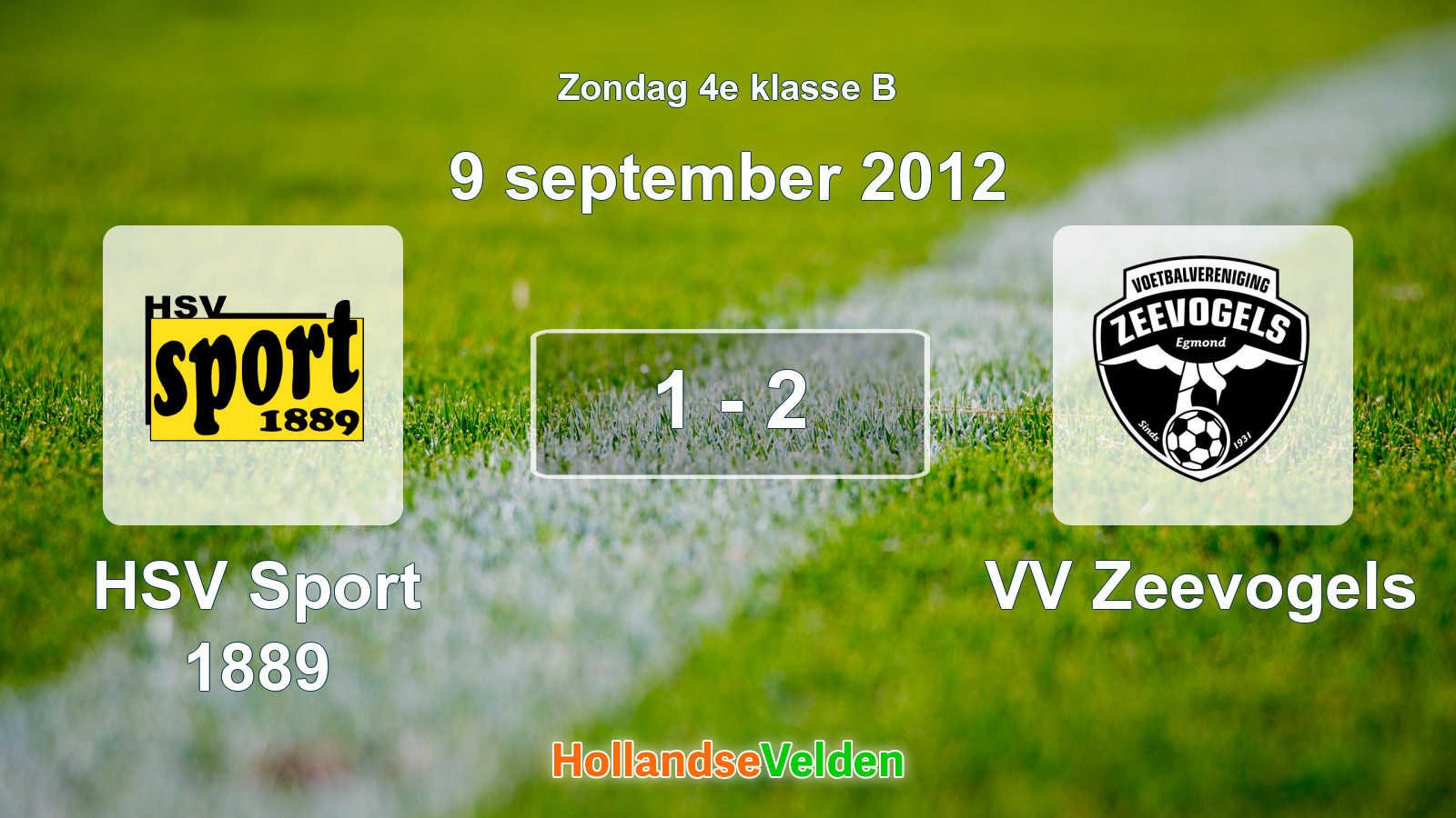 Gespeelde wedstrijd: HSV Sport 1889 - VV Zeevogels 1 - 2 (9 september 2012)