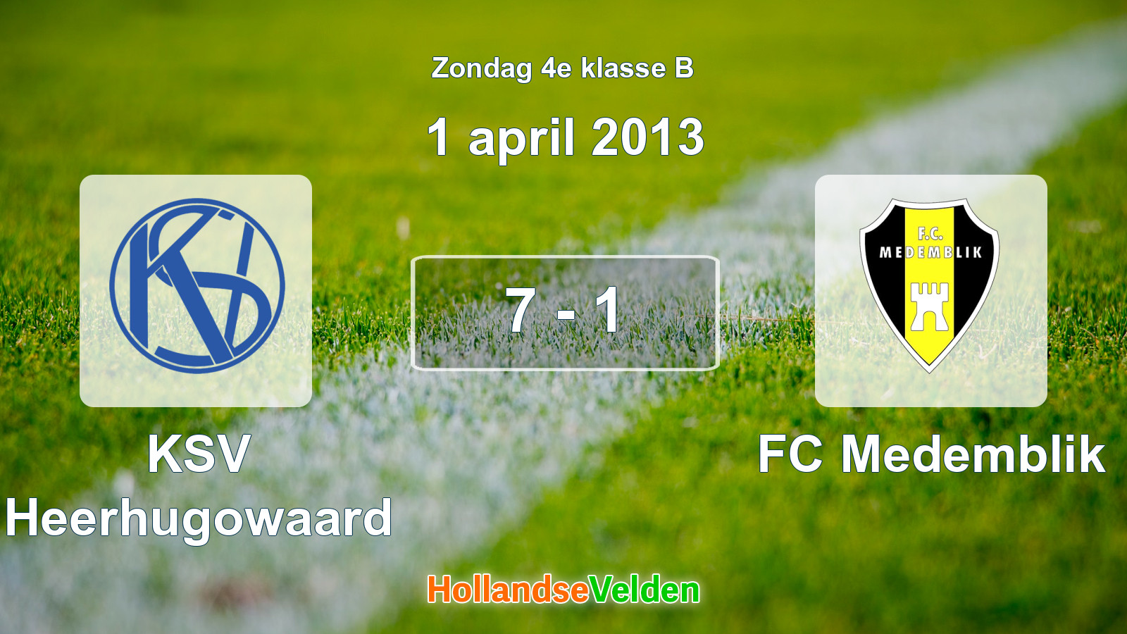Gespeelde wedstrijd: KSV Heerhugowaard - FC Medemblik 7 - 1 (1 april 2013)