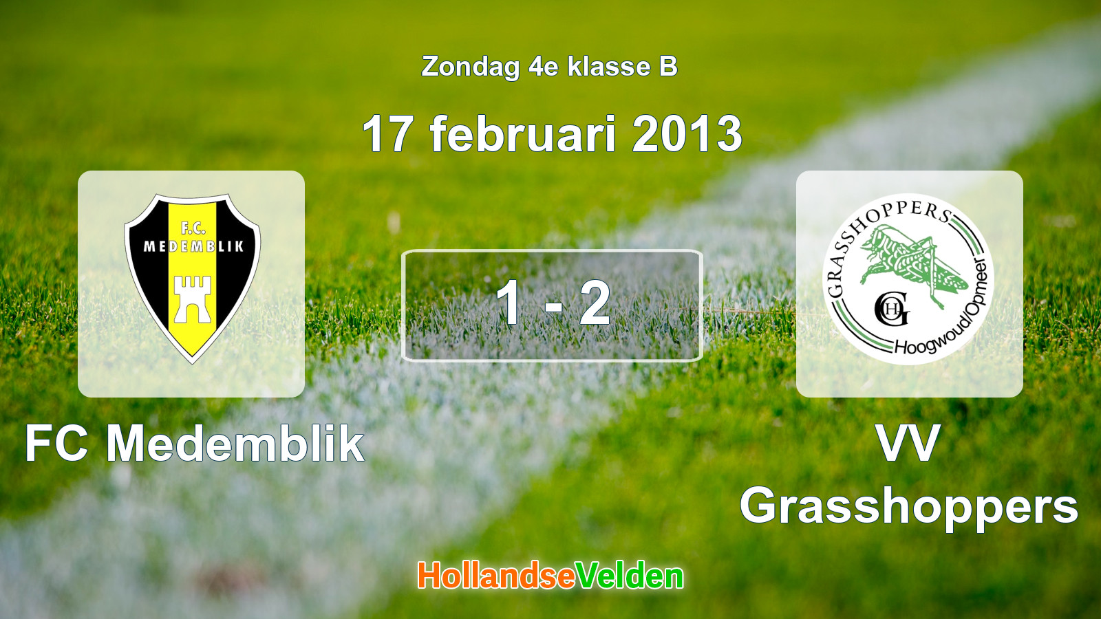 Gespeelde wedstrijd: FC Medemblik - VV Grasshoppers 1 - 2 (17 februari 2013)