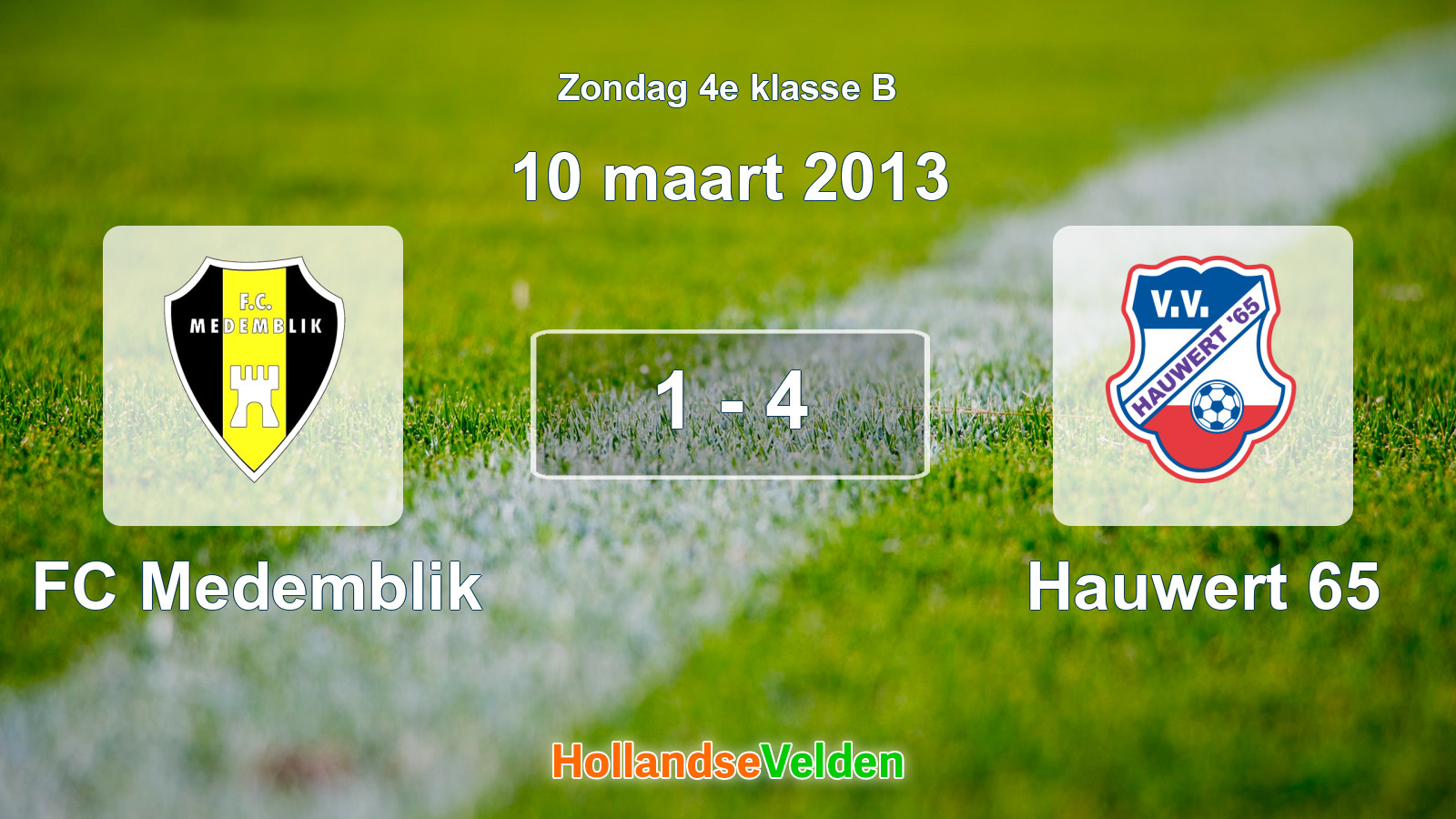 Gespeelde wedstrijd: FC Medemblik - Hauwert 65 1 - 4 (10 maart 2013)