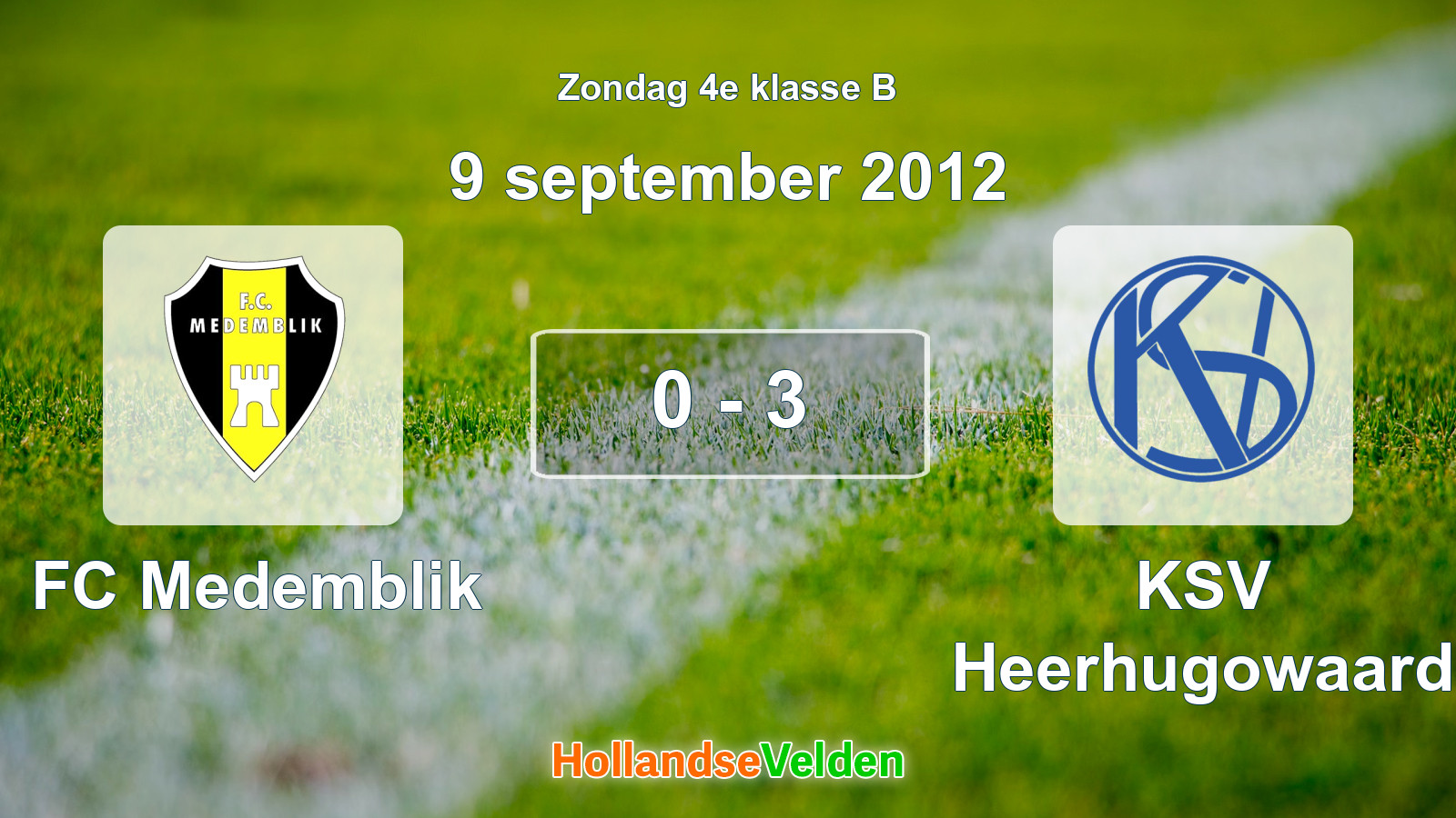 Gespeelde wedstrijd: FC Medemblik - KSV Heerhugowaard 0 - 3 (9 september 2012)