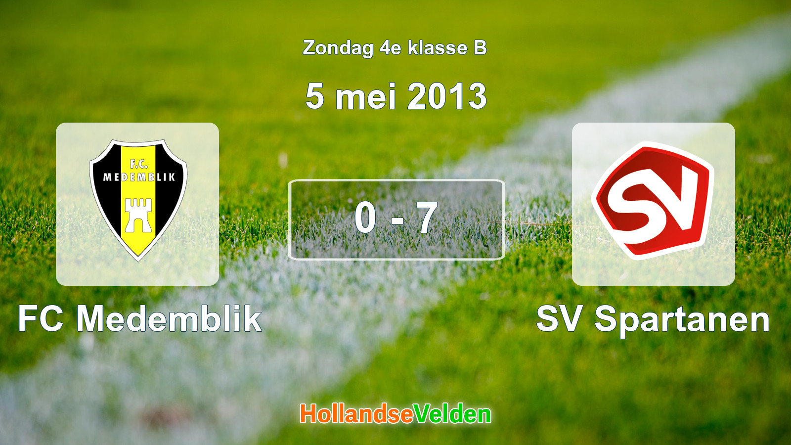 Gespeelde wedstrijd: FC Medemblik - SV Spartanen 0 - 7 (5 mei 2013)