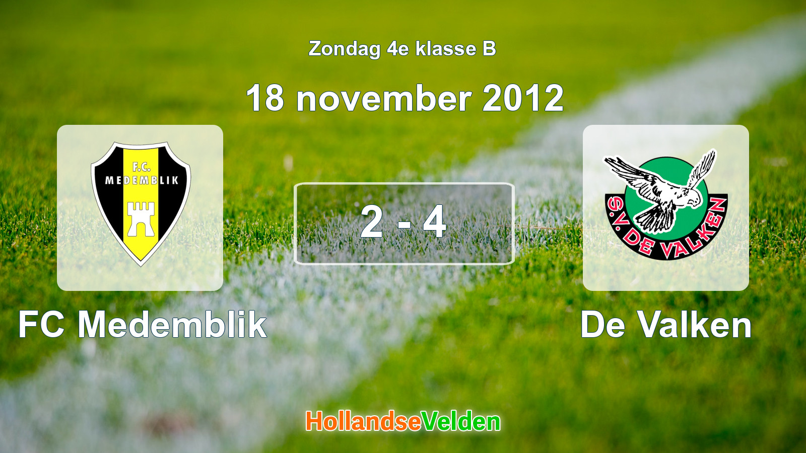 Gespeelde wedstrijd: FC Medemblik - De Valken 2 - 4 (18 november 2012)