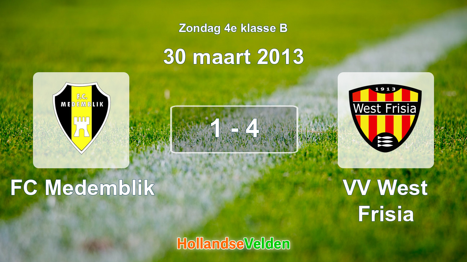 Gespeelde wedstrijd: FC Medemblik - VV West Frisia 1 - 4 (30 maart 2013)