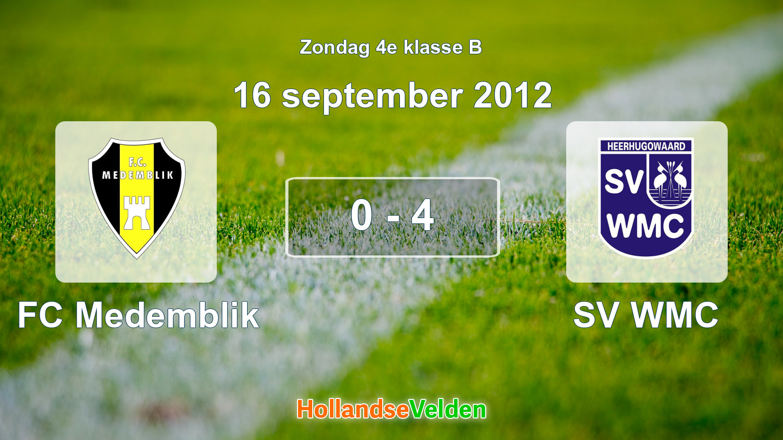 Gespeelde wedstrijd: FC Medemblik - SV WMC 0 - 4 (16 september 2012)