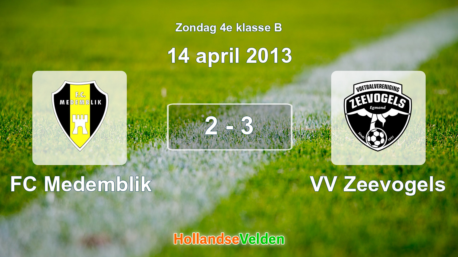 Gespeelde wedstrijd: FC Medemblik - VV Zeevogels 2 - 3 (14 april 2013)