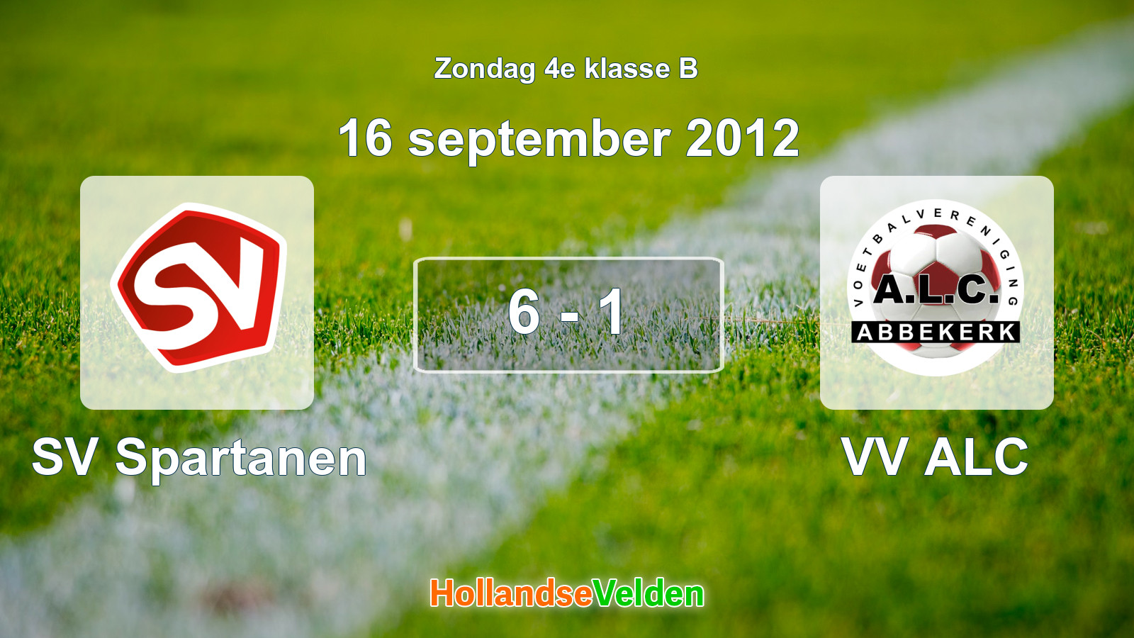 Gespeelde wedstrijd: SV Spartanen - VV ALC 6 - 1 (16 september 2012)