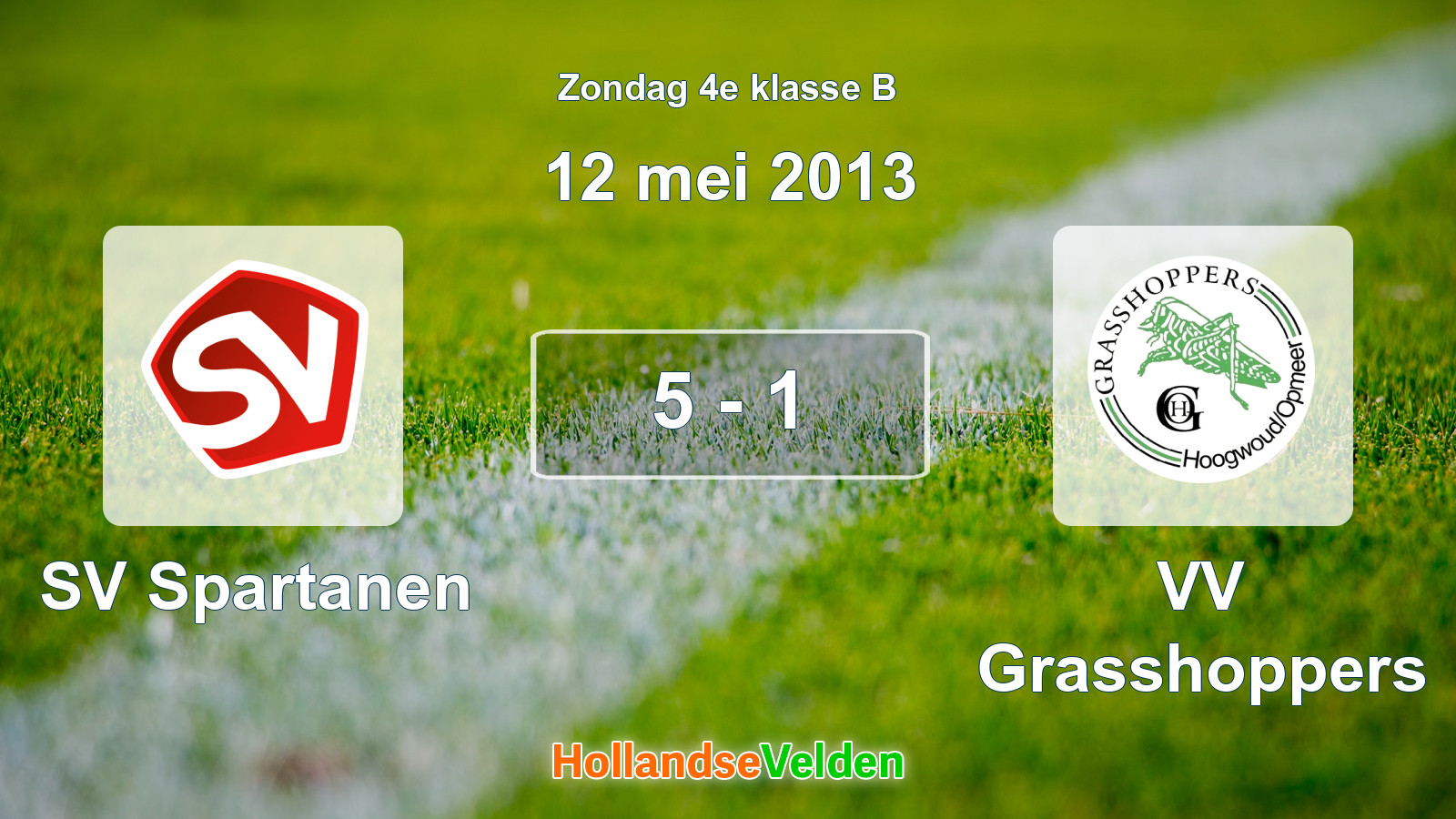 Gespeelde wedstrijd: SV Spartanen - VV Grasshoppers 5 - 1 (12 mei 2013)