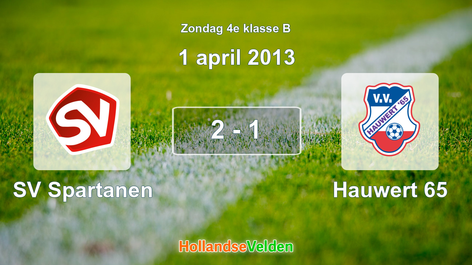 Gespeelde wedstrijd: SV Spartanen - Hauwert 65 2 - 1 (1 april 2013)