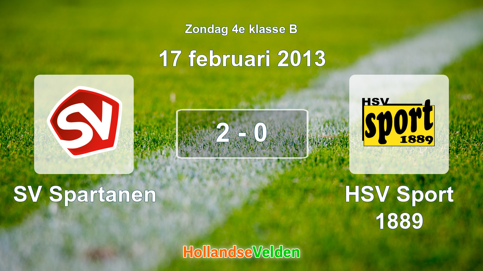 Gespeelde wedstrijd: SV Spartanen - HSV Sport 1889 2 - 0 (17 februari 2013)
