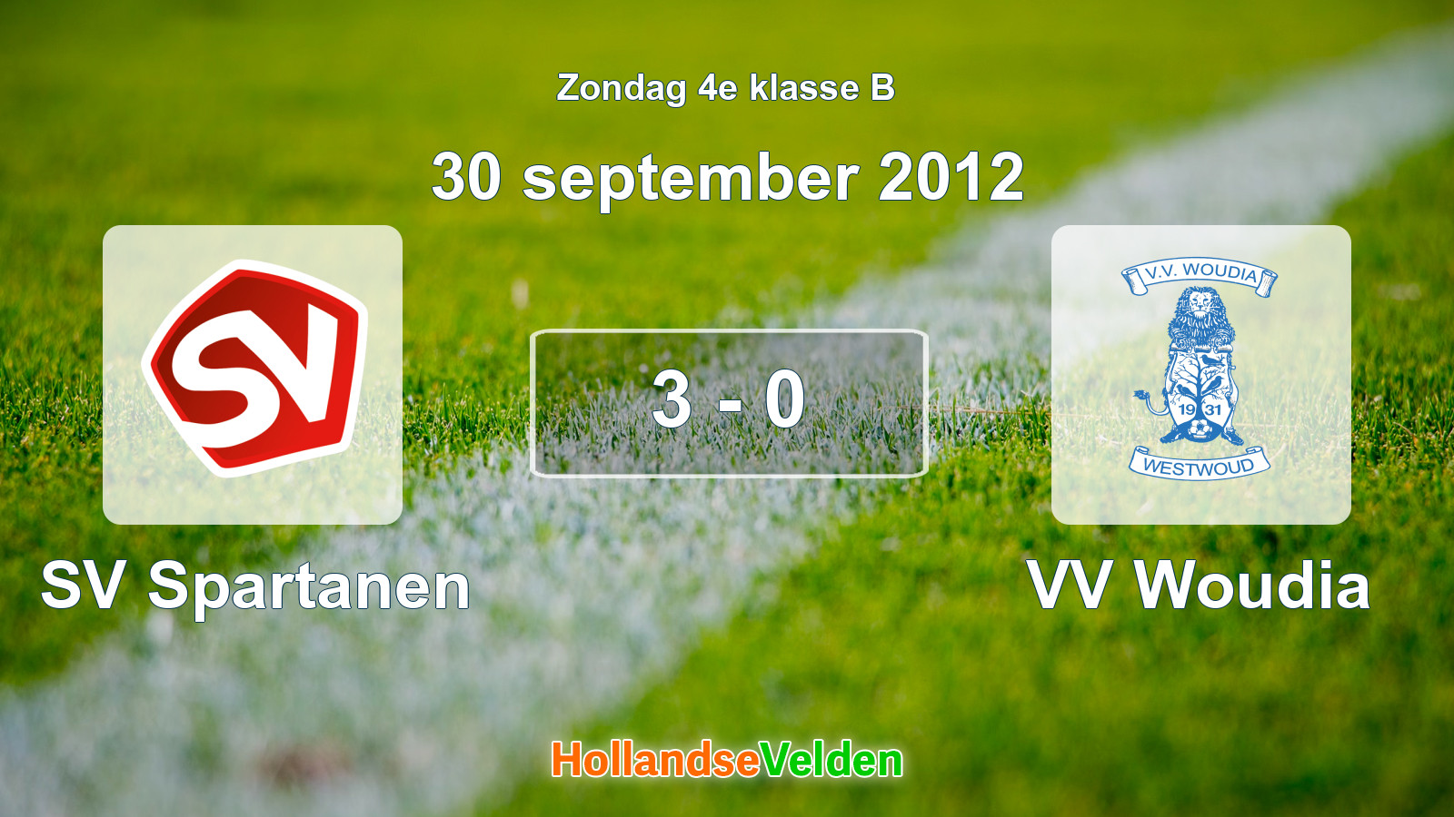 Gespeelde wedstrijd: SV Spartanen - VV Woudia 3 - 0 (30 september 2012)