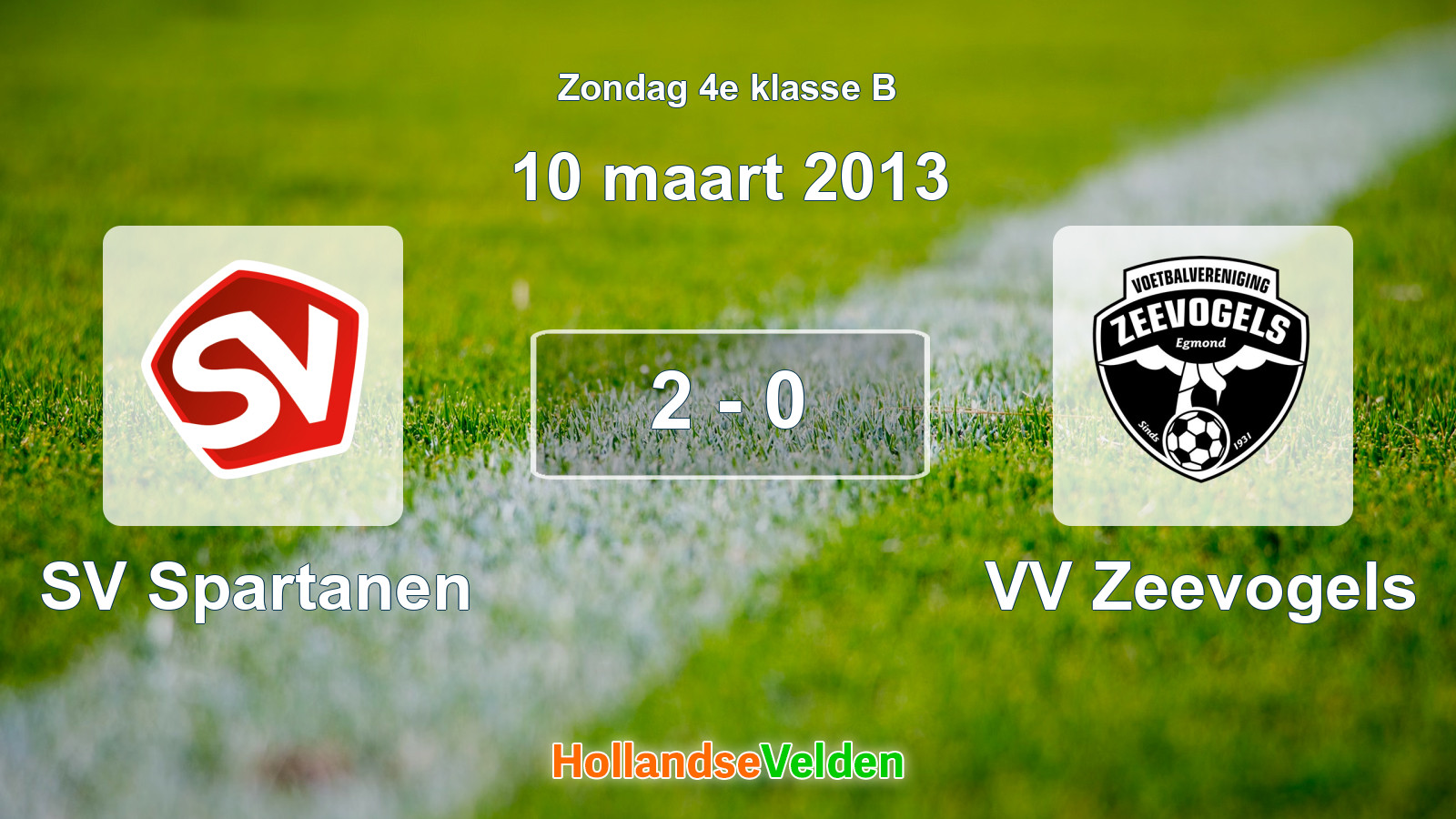 Gespeelde wedstrijd: SV Spartanen - VV Zeevogels 2 - 0 (10 maart 2013)