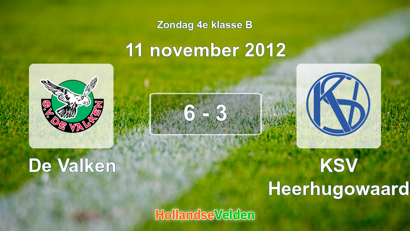 Gespeelde wedstrijd: De Valken - KSV Heerhugowaard 6 - 3 (11 november 2012)