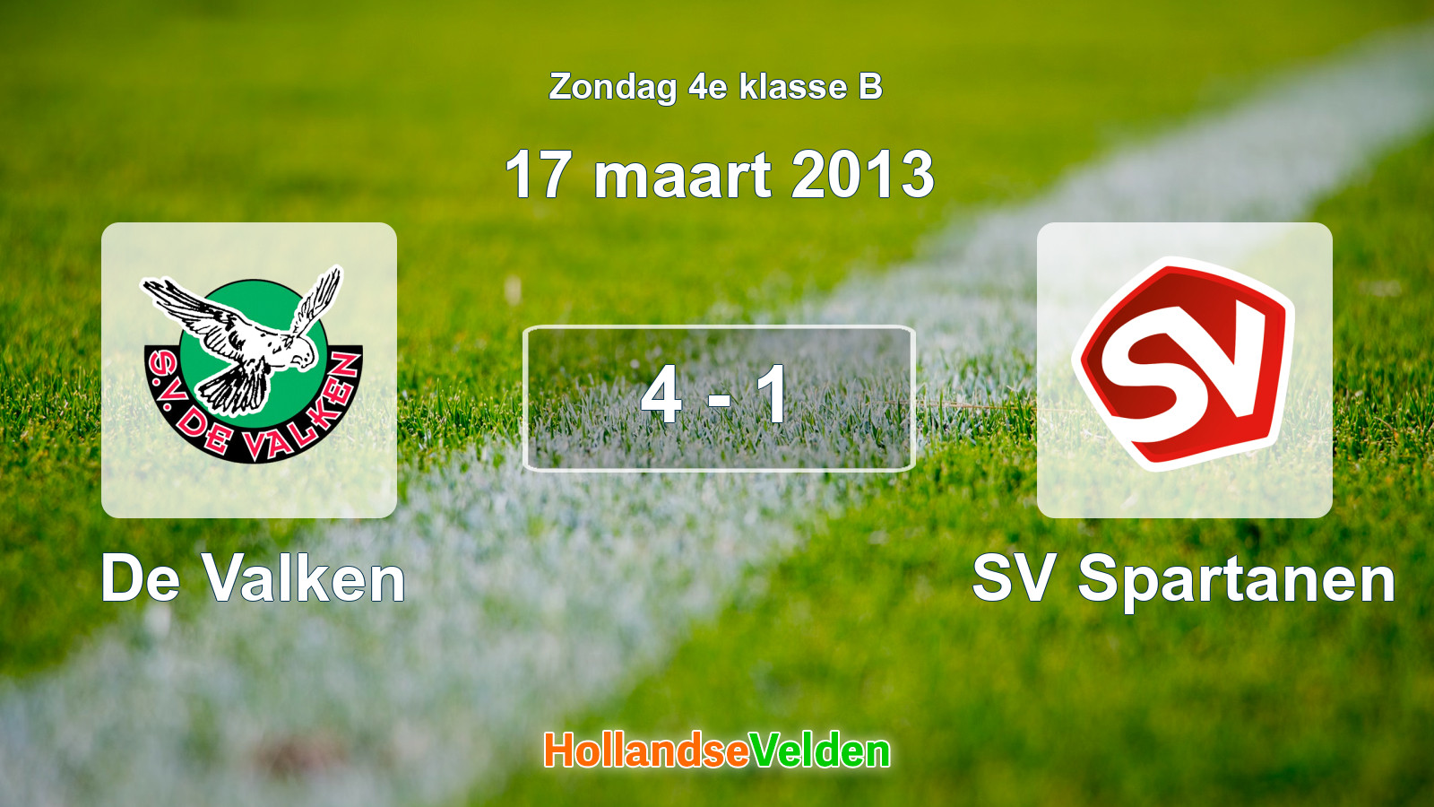 Gespeelde wedstrijd: De Valken - SV Spartanen 4 - 1 (17 maart 2013)