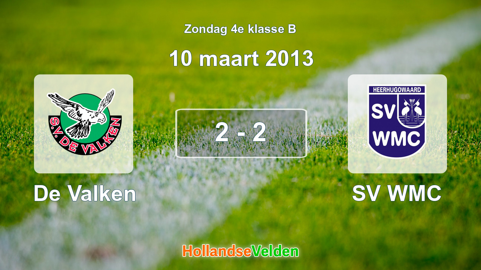 Gespeelde wedstrijd: De Valken - SV WMC 2 - 2 (10 maart 2013)