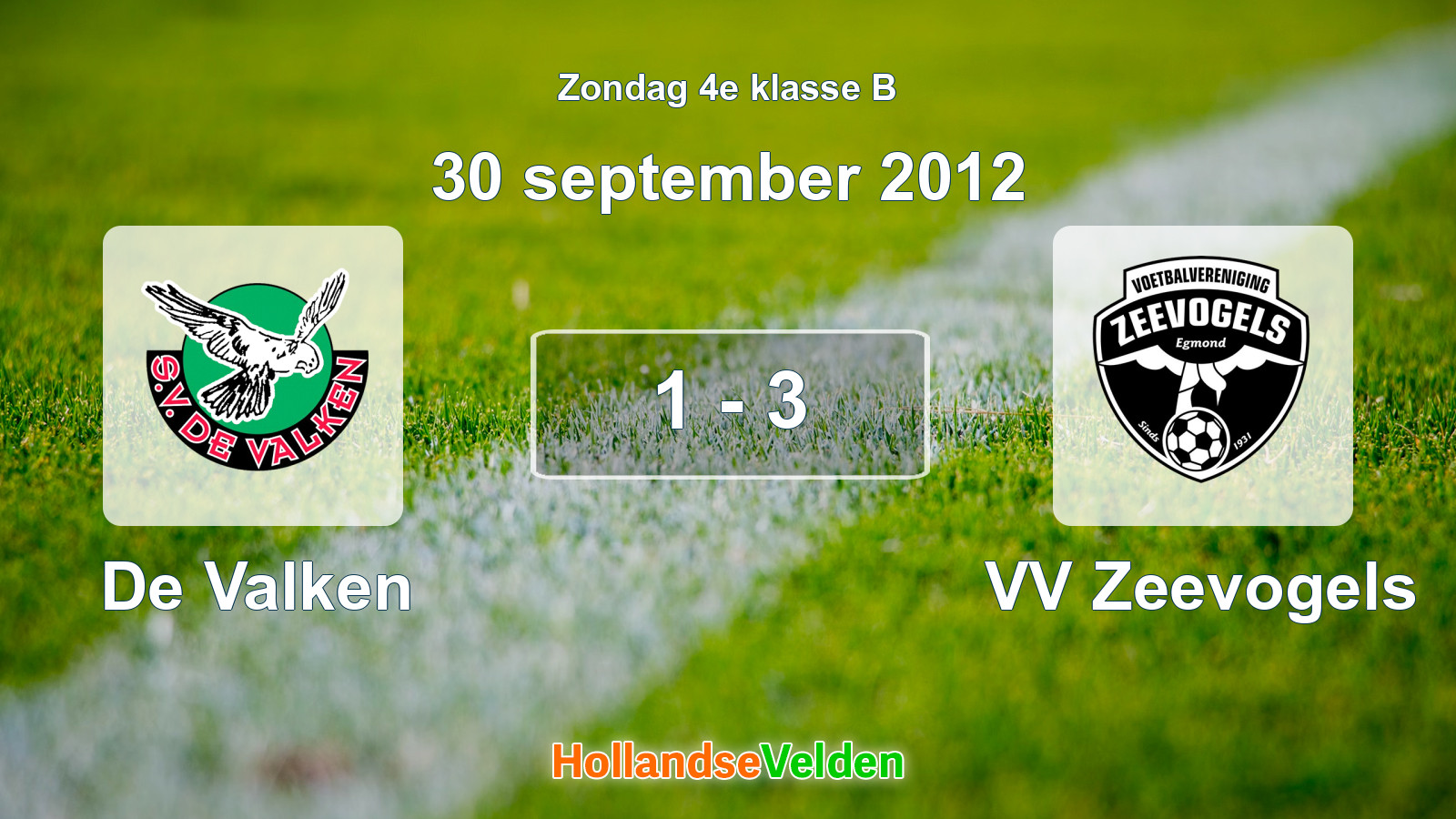 Gespeelde wedstrijd: De Valken - VV Zeevogels 1 - 3 (30 september 2012)