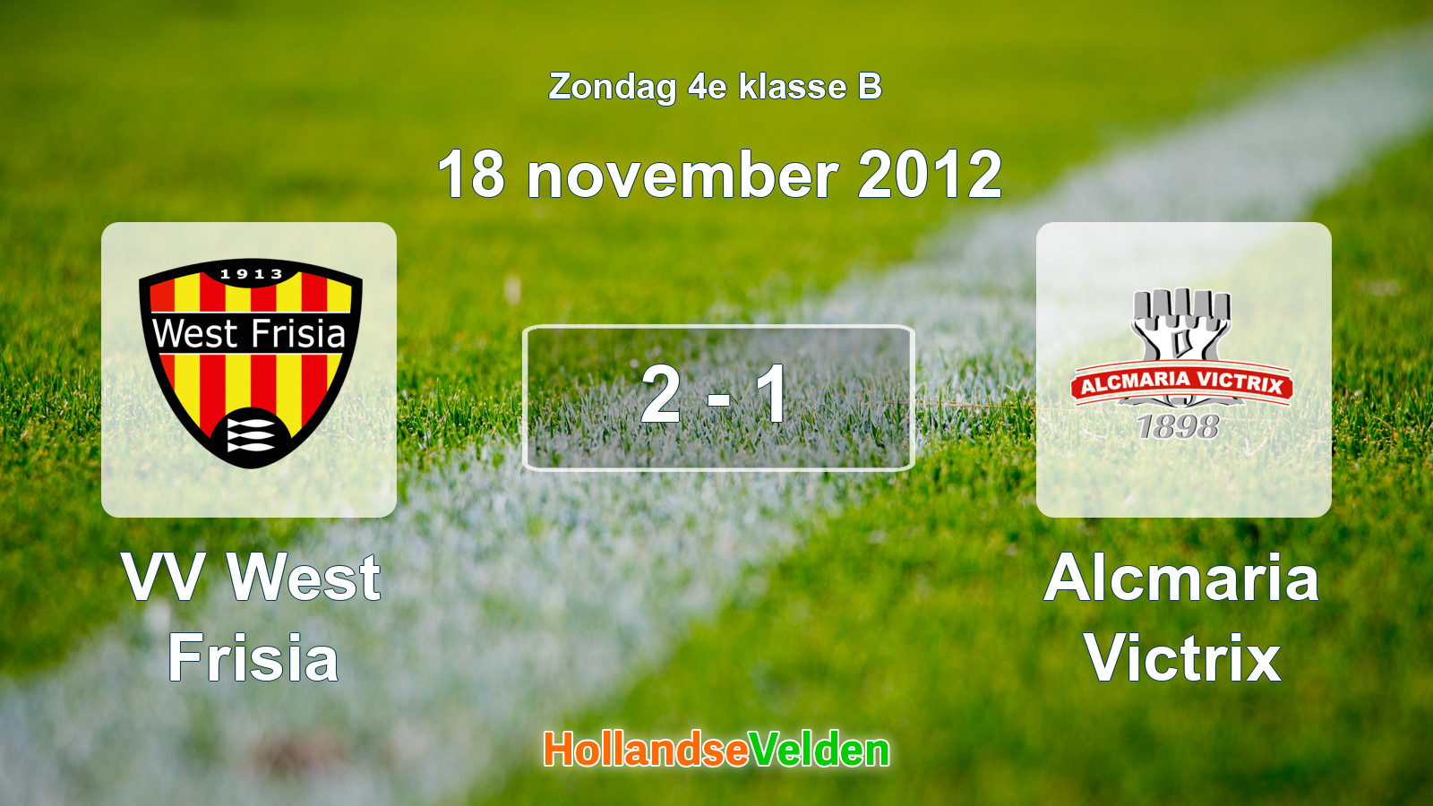 Gespeelde wedstrijd: VV West Frisia - Alcmaria Victrix 2 - 1 (18 november 2012)