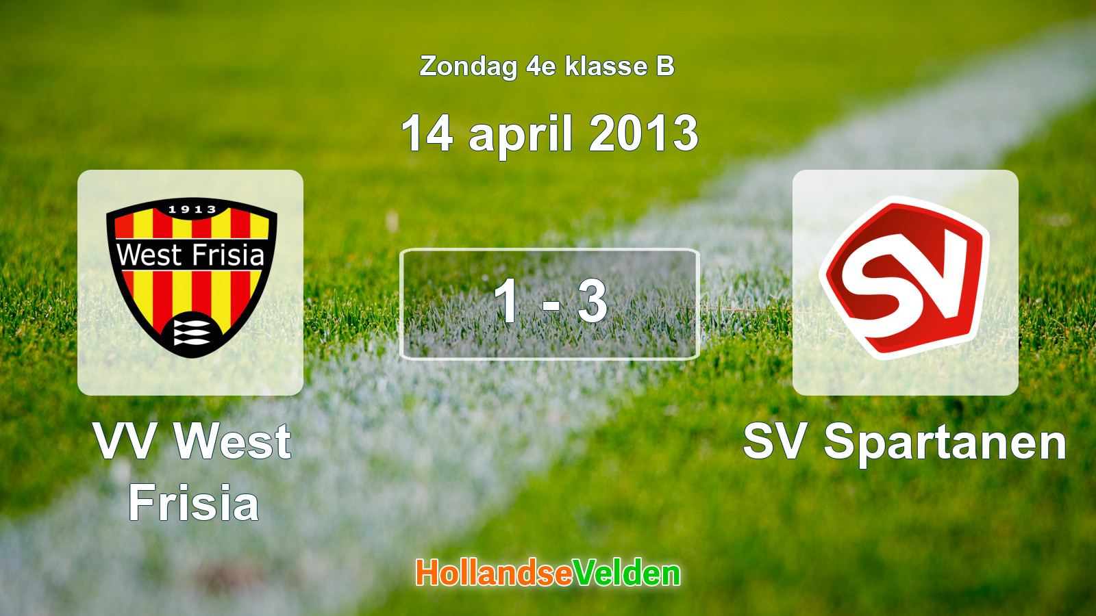 Gespeelde wedstrijd: VV West Frisia - SV Spartanen 1 - 3 (14 april 2013)