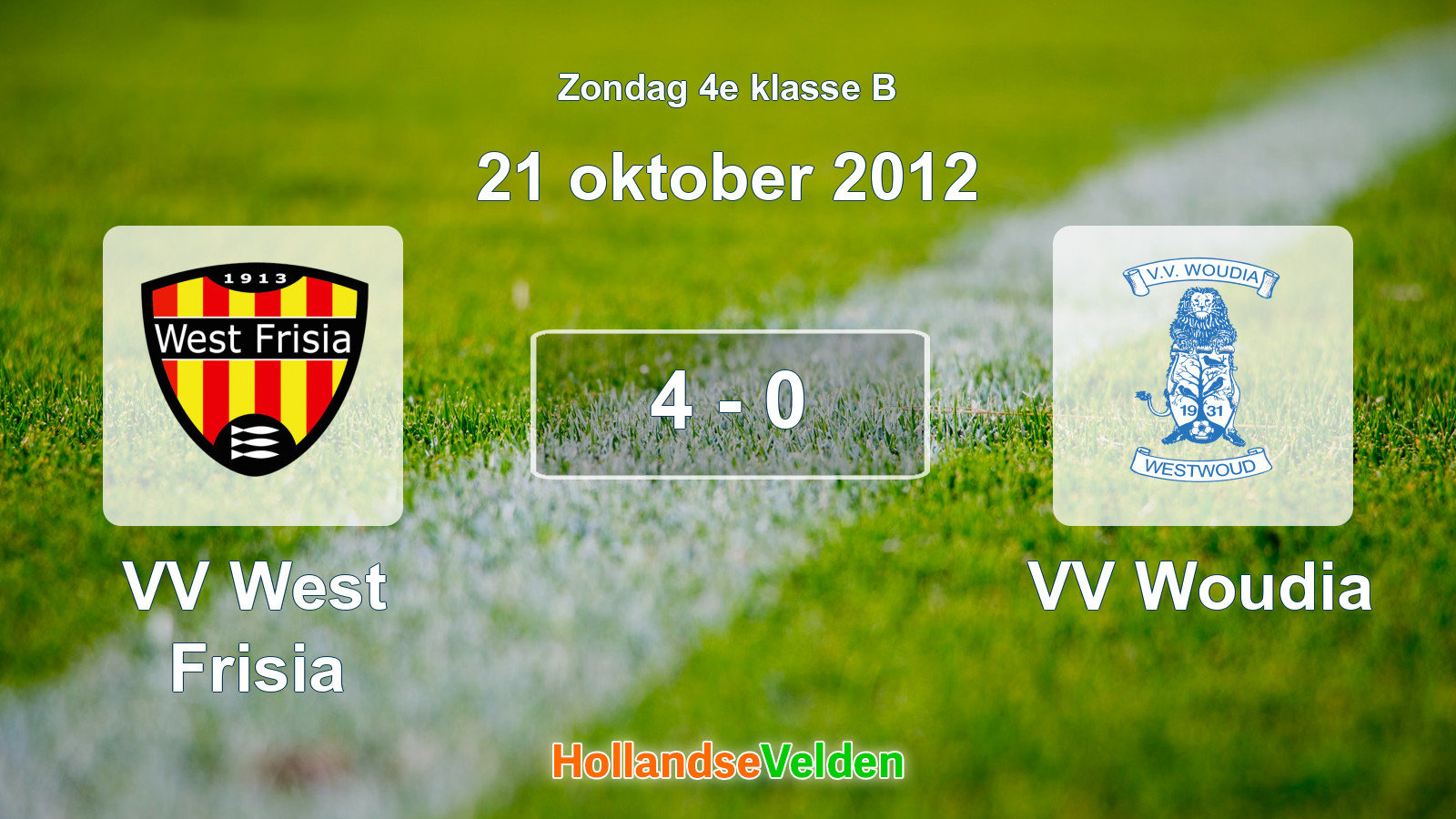 Gespeelde wedstrijd: VV West Frisia - VV Woudia 4 - 0 (21 oktober 2012)